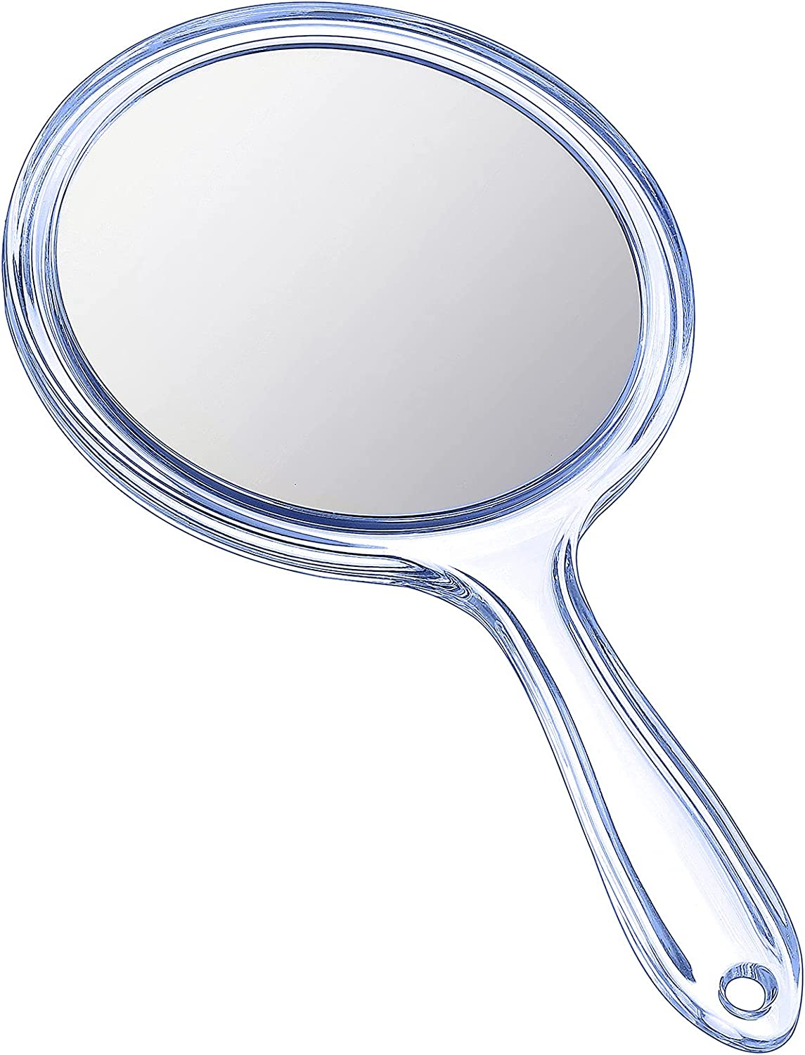 Jetec Double Sided Handheld Mirror - 1X/ 2X Magnifying Mirror with Handle - Rounded Shape Makeup Mirror (Blue)