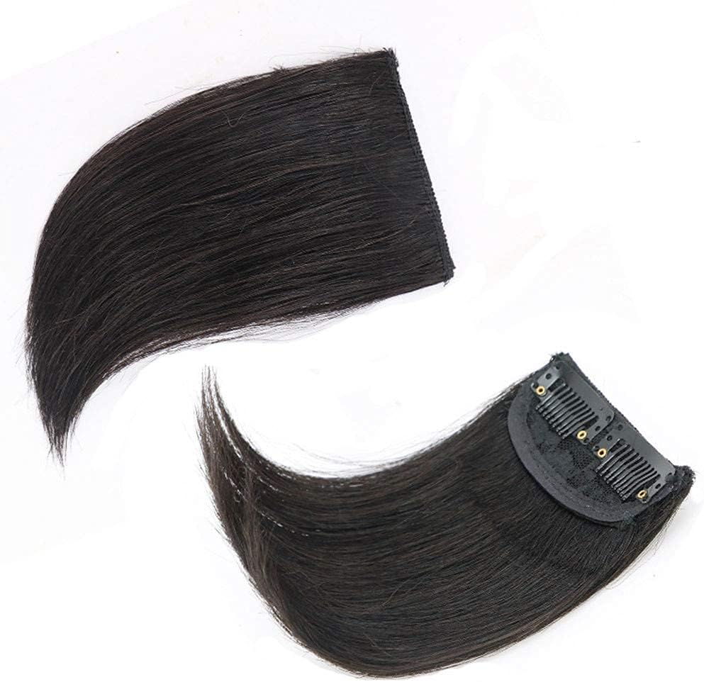6"Human Hair Pads Board Clip in Hair Pieces Seamless Thickening Fluffy Hair Root Invisible Top Hairpiece One Piece Clip in Hair Extensions for Women/Girls Add Hair Volume(Dark Brown) image number 2