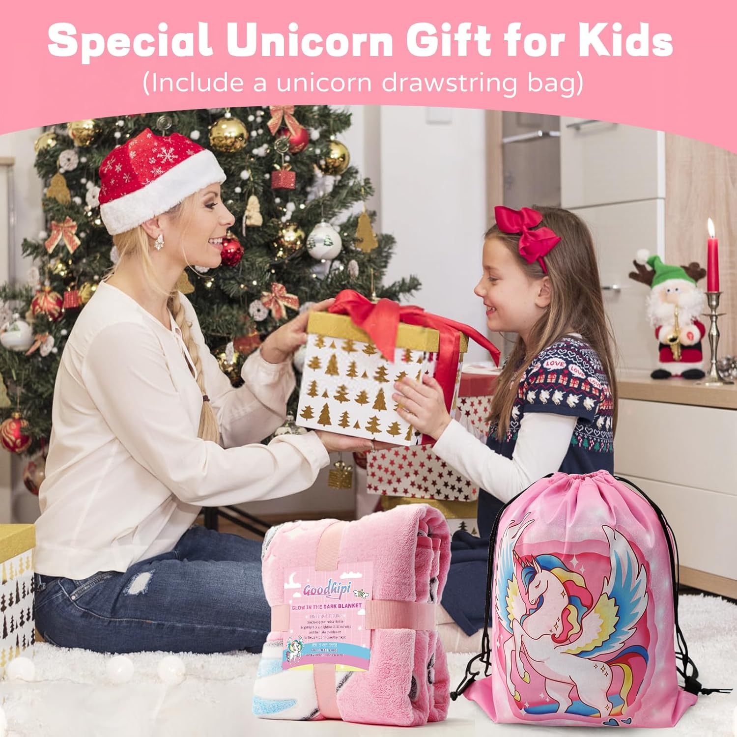 Glow in the Dark Blanket Unicorn Gifts for Girls Kids Blankets Super Soft 3 4 5 6 7 8 9 10 Year Old Girl Gift Ideas Girls Toys Age 6-8 Unicorns Toys Birthday Christmas Valentine'S Day Gifts 50"X 60" - C-Pink Unicorn image number 6