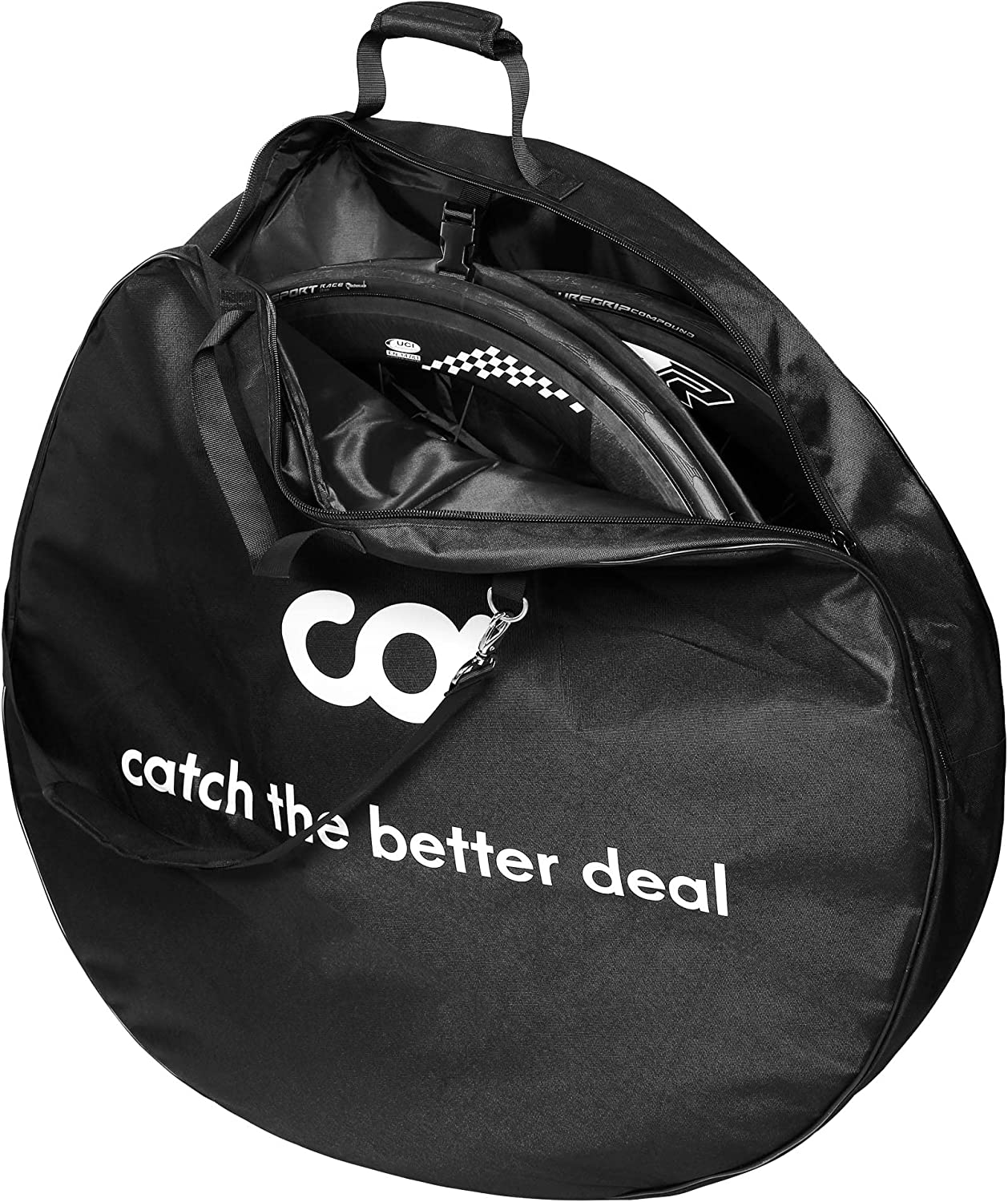 Cyclingdeal Bike Bicycle Double Wheel Bag - Standard or Extra Thick Soft Foam Padded for 700C Road Bike & 26" 27.5" 29" MTB Wheel Set - Quality Nylon 600D - with Handle & Detachable Shoulder Strap