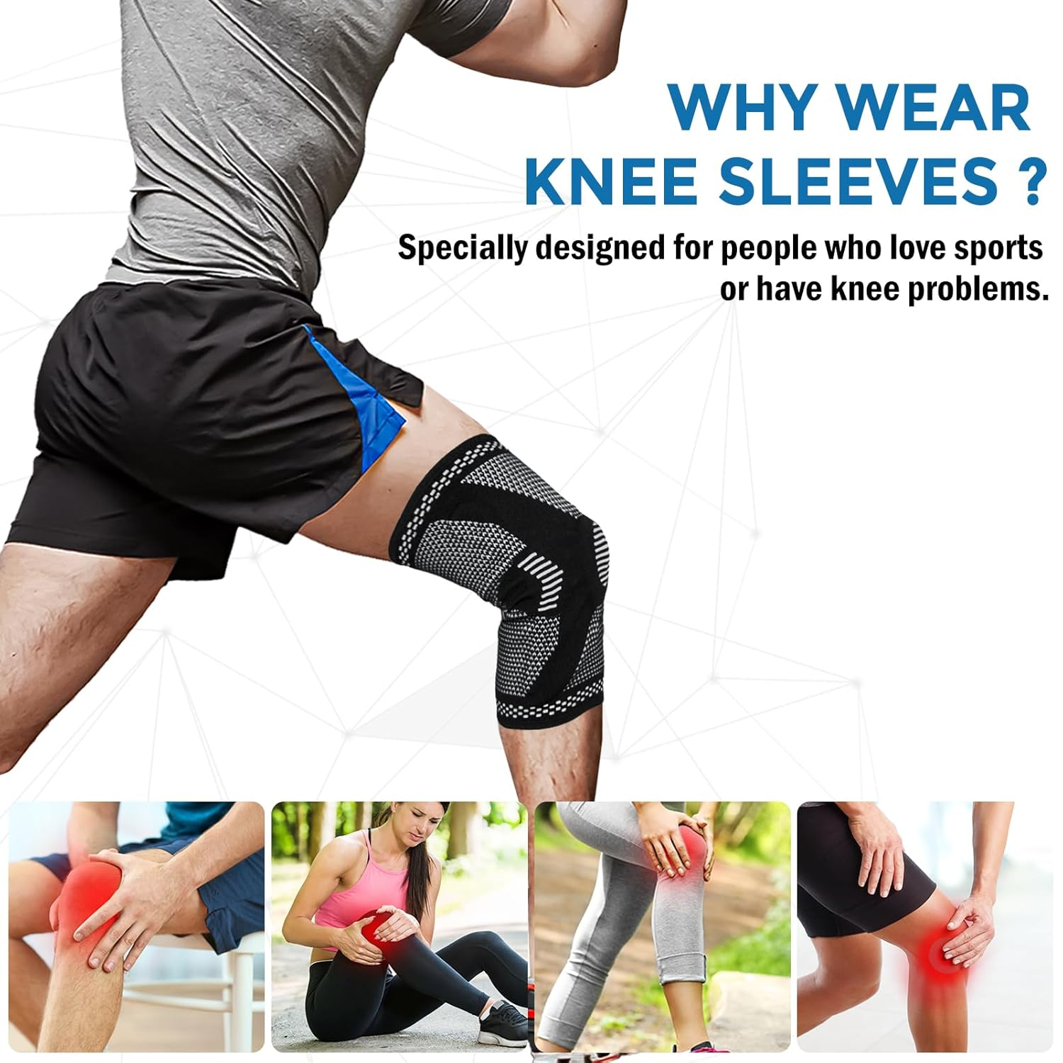 Copper Knee Braces (2-Pack) - Compression Knee Sleeves with Dual Spring Support and Upgraded Silicone Pad, Relieves Knee Pain, Arthritis, and Sports Injuries for Men and Women (Small)