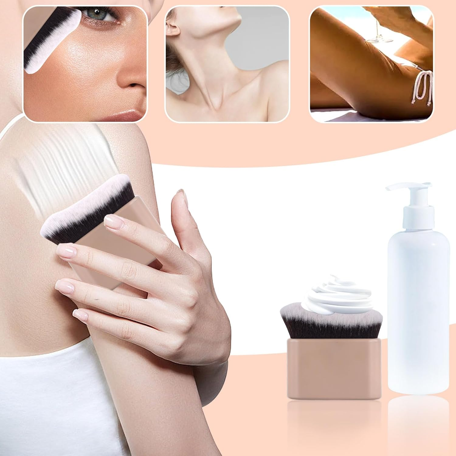 Self Tanning Brush, Self Tanner Liquid Foundation Body Makeup Brush Spray Tan Applicator Blend Brush Blending Beauty Brushes for Face Leg (Flesh Pink)