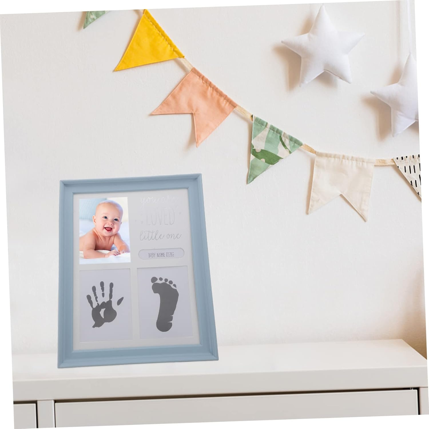 Kisangel Baby Hand and Footprint Inkpad Kit Photo Frame Newborn Keepsake Frame Artistic Display Plastic image number 4