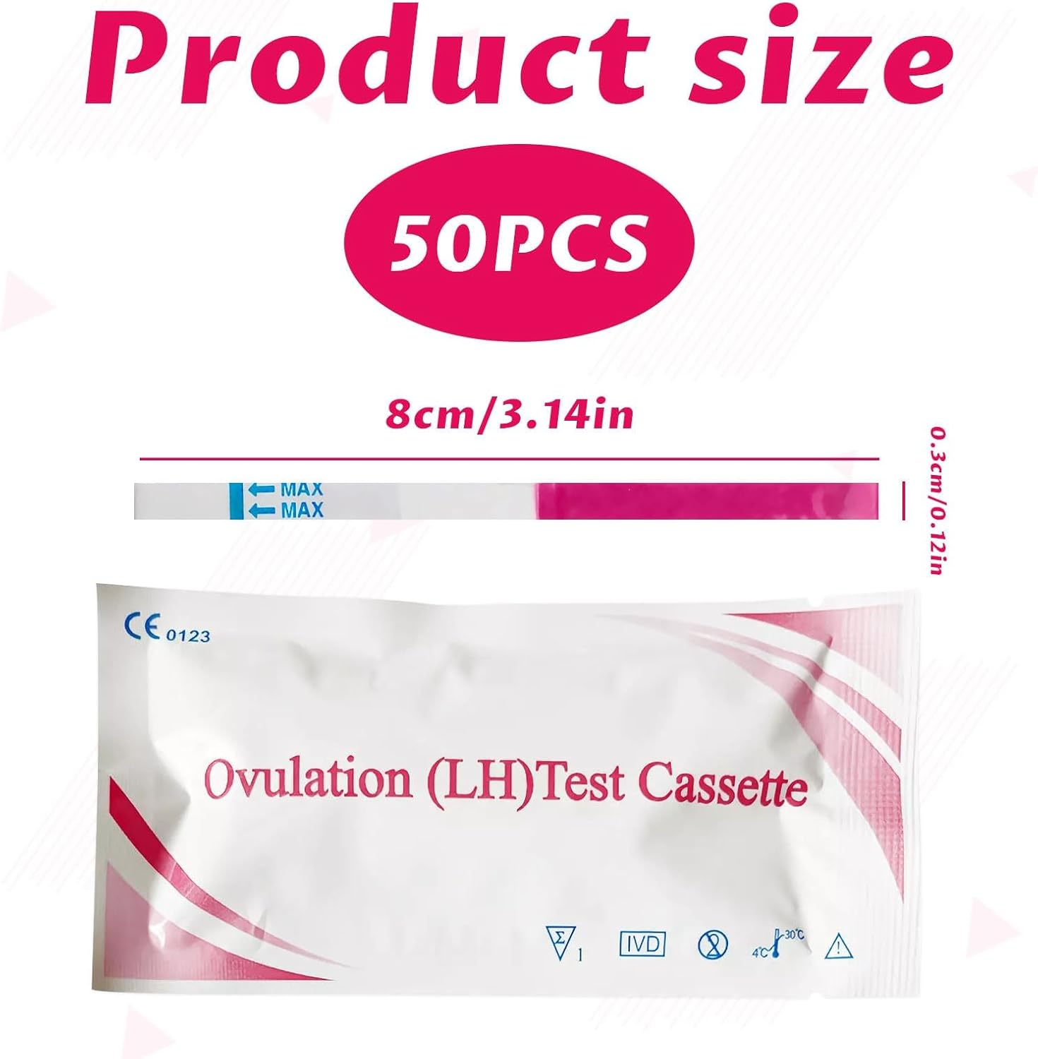 Ovulation Test Strips Kit, 50Pcs Ovulation Strips, Ovulation Tests Tracker Predictor Kit for Women, Accurately and High Sensitivity Result Ovulation Home Test Strips, Easy at Home Ovulation Kits image number 1