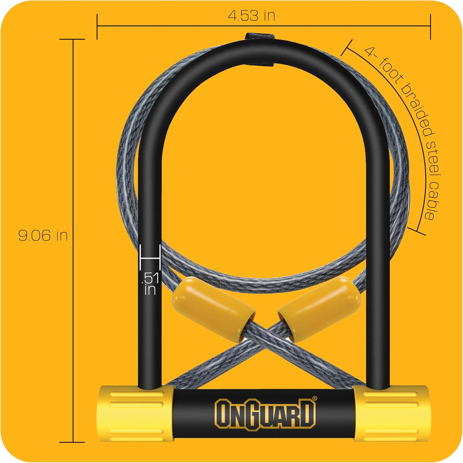 Onguard Bulldog DT U-Lock with 4-Inch Cinch Loop Cable (Black, 4.53 X 9.06-Inch) image number 3