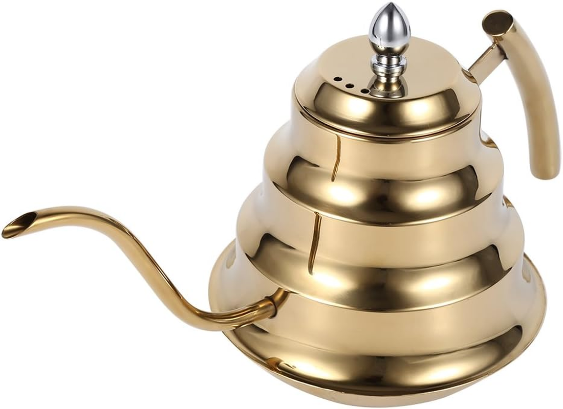 CHICIRIS Stainless Steel Coffee Pot, 1.2L Espresso Maker Mocha Pot,Coffee Machine Bamboo Joint Kettle Drip for Home, Office,Cafes (Golden) image number 3