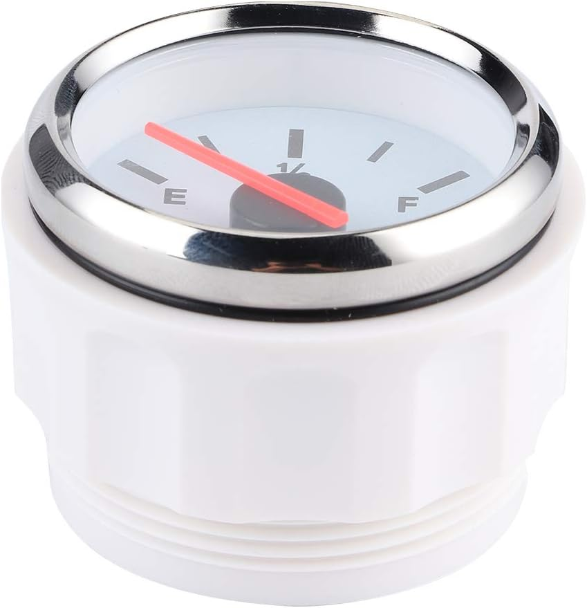 TOPINCN 2In High Accuracy Water Level Gauge for Marine Boat Truck RV, Stainless Steel Black Dial Silver Frame Gauge for Water Tank Level Indicator (White Dial Silver Cover) image number 1