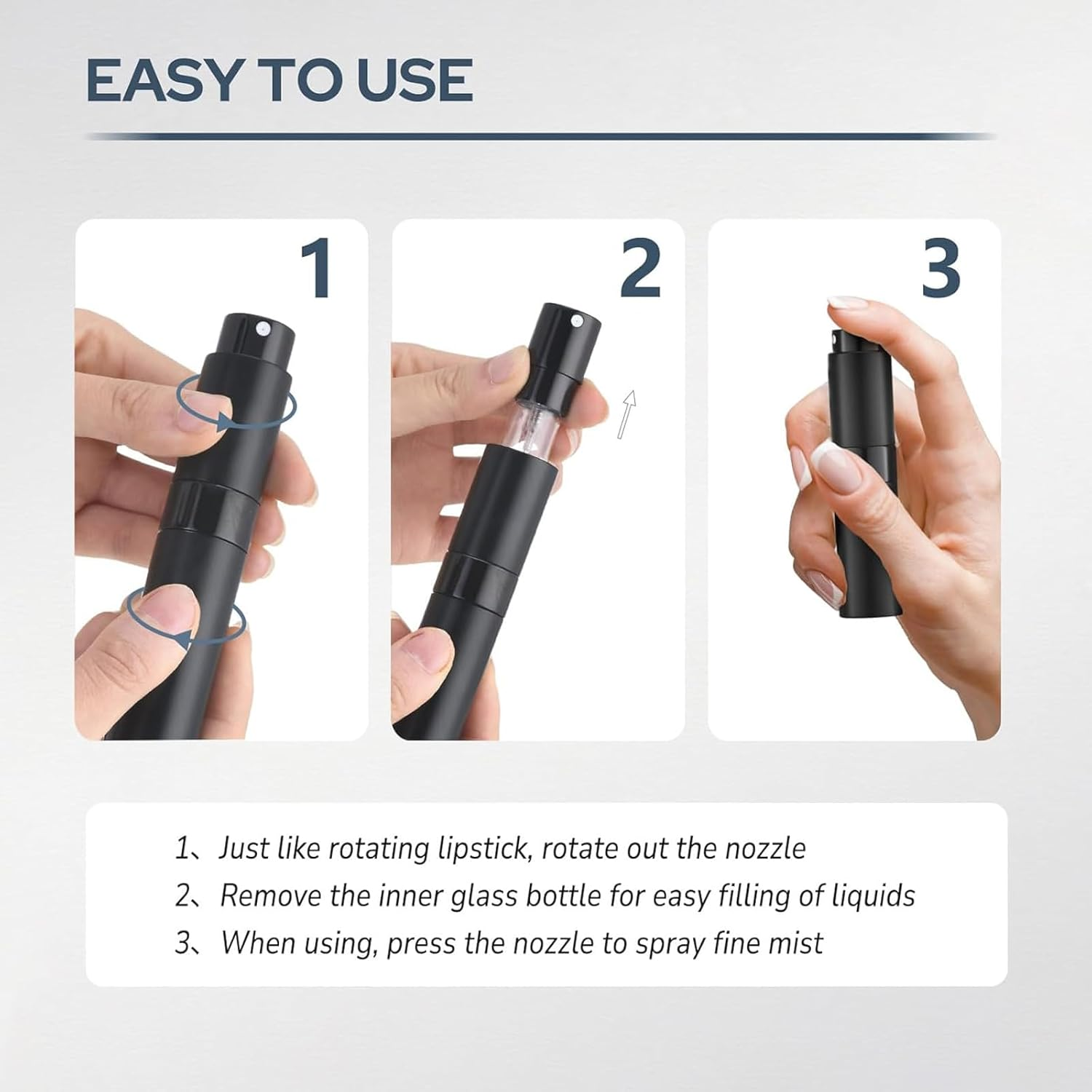 Perfume Atomizer Travel Bottle Refillable: Cologne Sprayer Portable for Men - Mini Spray Empty for Refill - 8Ml Small Size Blue image number 2