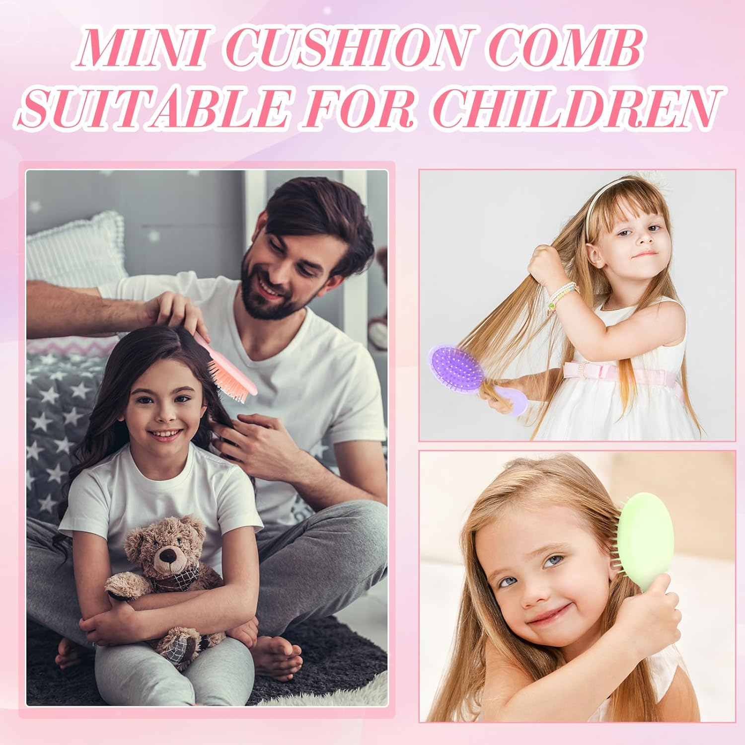 12 Pack Wet Small Hair Brush Hair Combs Set, 6 Detangler Mini Hair Brush Detangling Travel Hair Brush 6 Plastic Fine Wide Hair Combs for Women Men Kids Toddler Girls Baby Curly Hair (Bright Color) image number 3