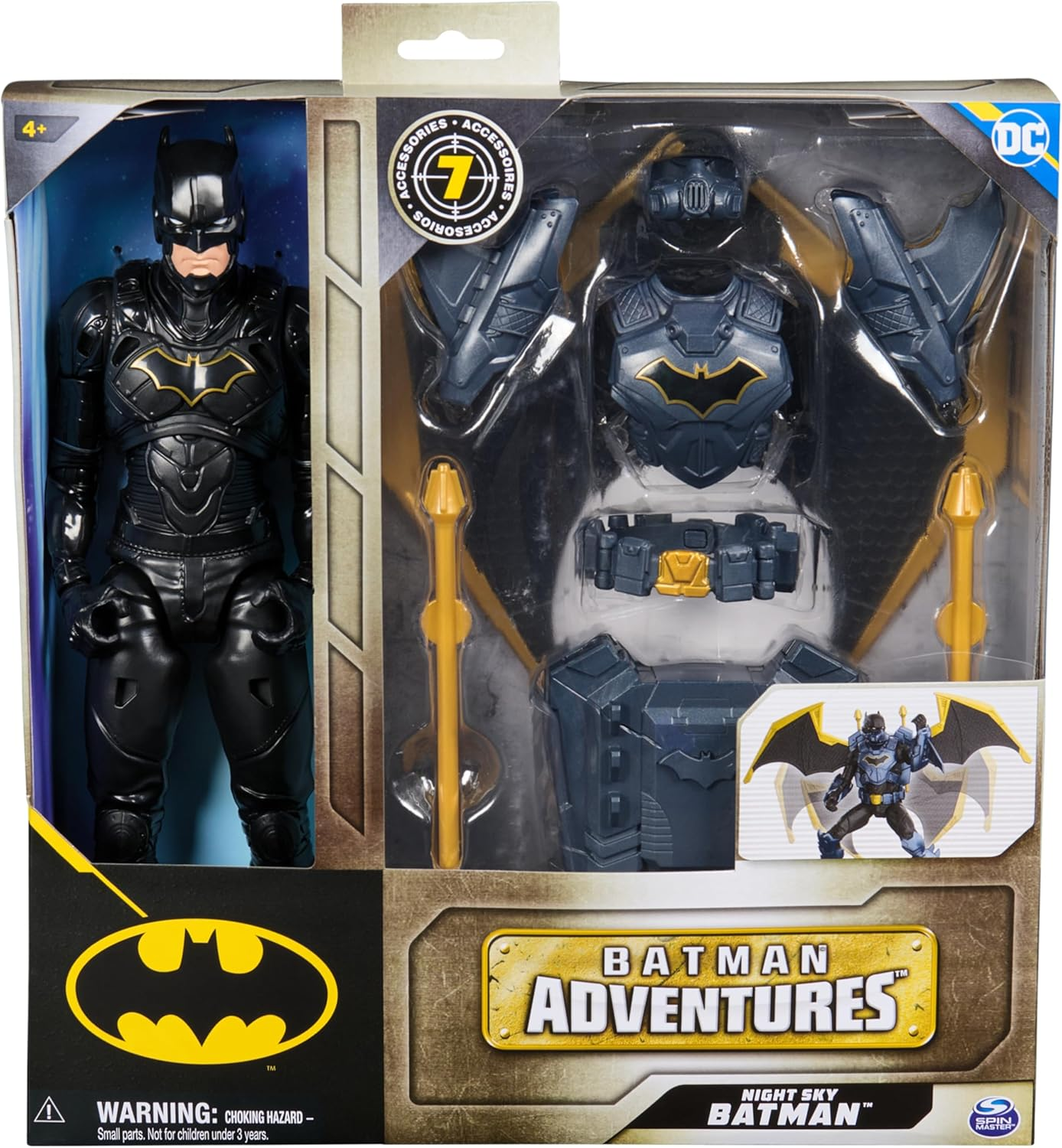 DC Batman Adventures, 12-Inch Night Sky Batman Action Figure with Expandable Wings, Kids Toys for Boys and Girls Age 3 and Up image number 2