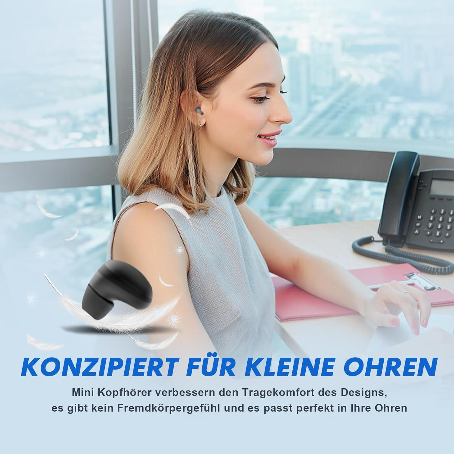 Xmenha ZXY-MINI13 Beige Wireless Bluetooth 5.3 In-Ear Earbuds for Sleeping & Sports - Noise Cancellation for Calls - 24H Battery Life image number 2