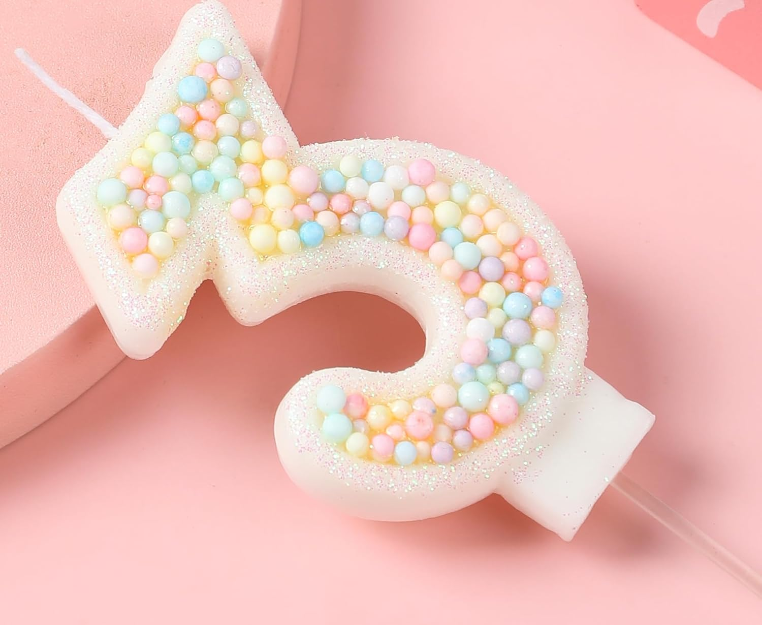 Number 3 Candles for Birthday Cakes, Sweet Theme 3 Birthday Candle Macaron Glitter 3 Candle Birthday Girl Women 3Rd Birthday Wedding Anniversary Party Cake Decoration image number 3