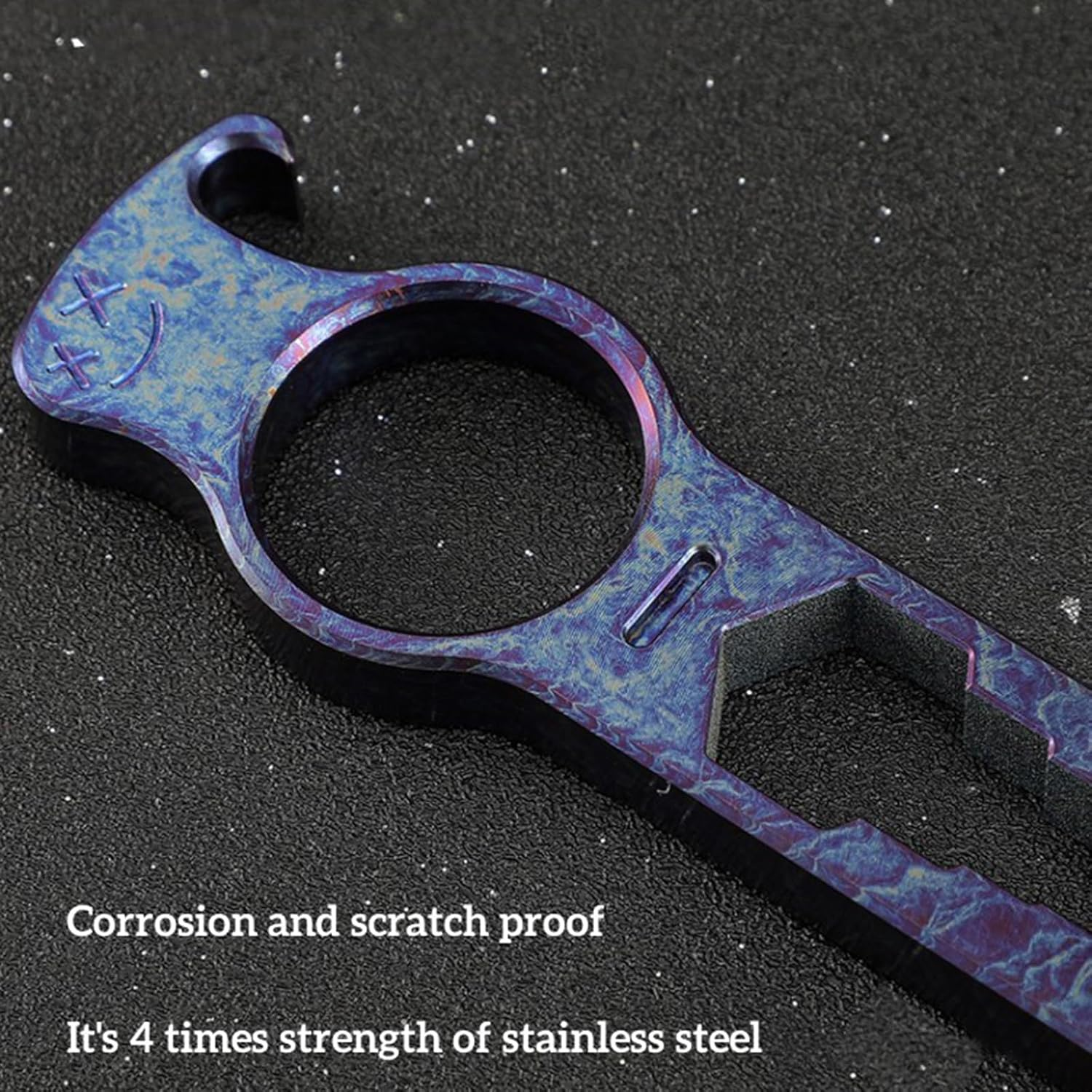 Hamans Titanium EDC Pry Bar Bottle Opener Crowbar Wrench Screwdriver Compact Size EDC Multi Tool - Blue image number 5