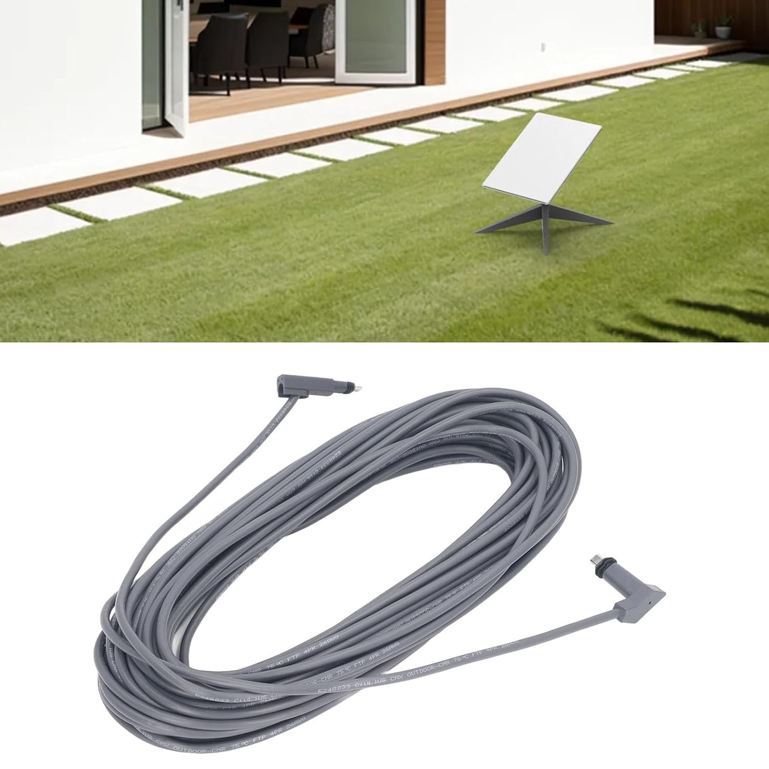 For Rectangular Satellite Replacement Cable, 30Ft Cable Cord Wire for Rectangular V2, Rubber and Red Copper, Construction, Cable Extension, Grey image number 6