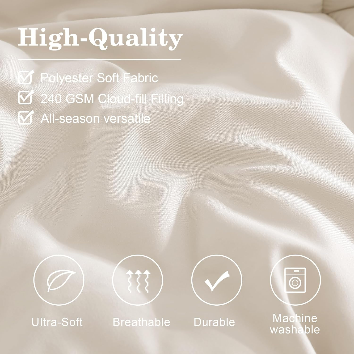 Monbix California King Size Comforter Set - 7 Pieces Bed in a Bag California King, White Bedding Sets with Comforter, All Seasons down Alternative Comforter Bed Set with Sheets, Pillowcases & Shams image number 2