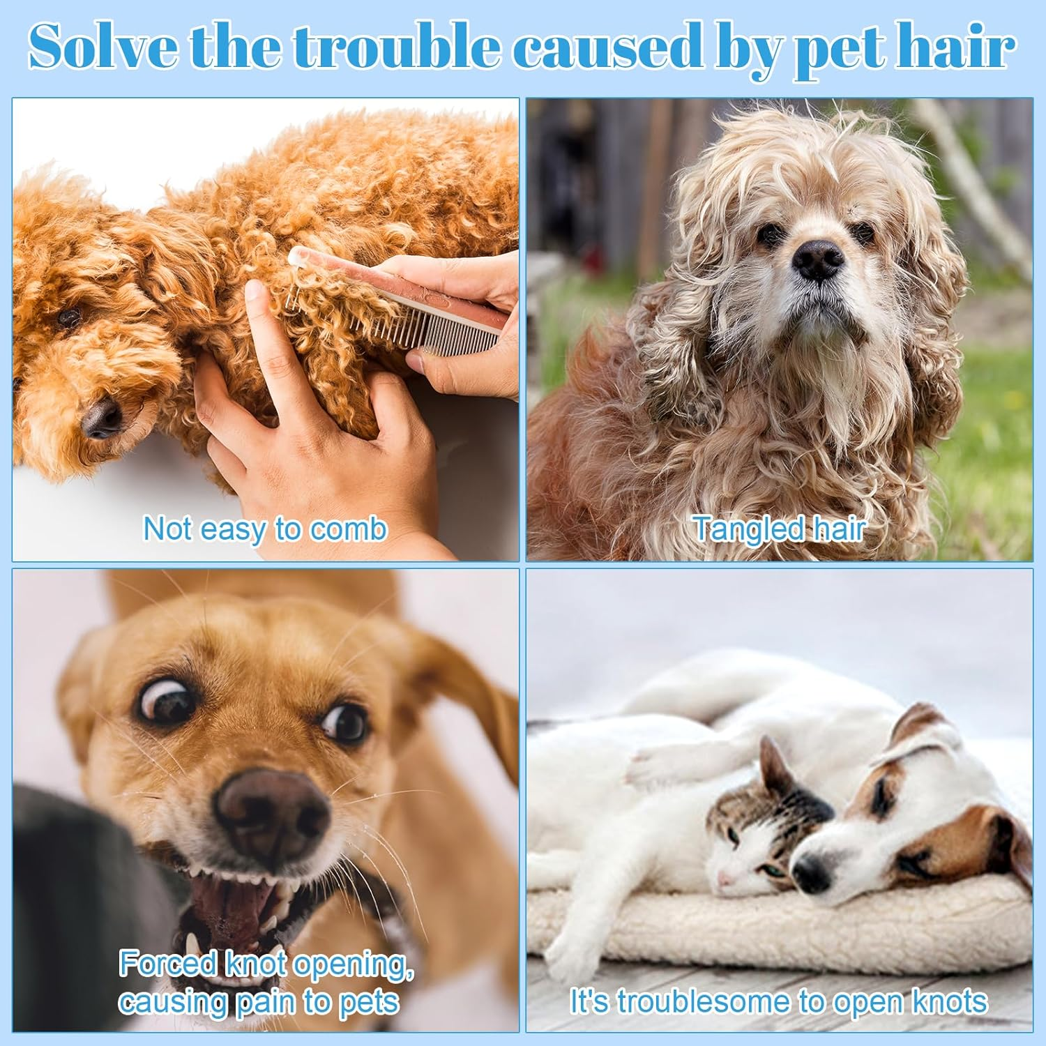 Pack of 2 Cat Dematting Knives, Knot Comb Hair Removal Tool, Pet Knotting Comb, Dematting Knife Cat with Steel Blade, Grooming Cat, for Removing Matted and Loose Hair image number 5