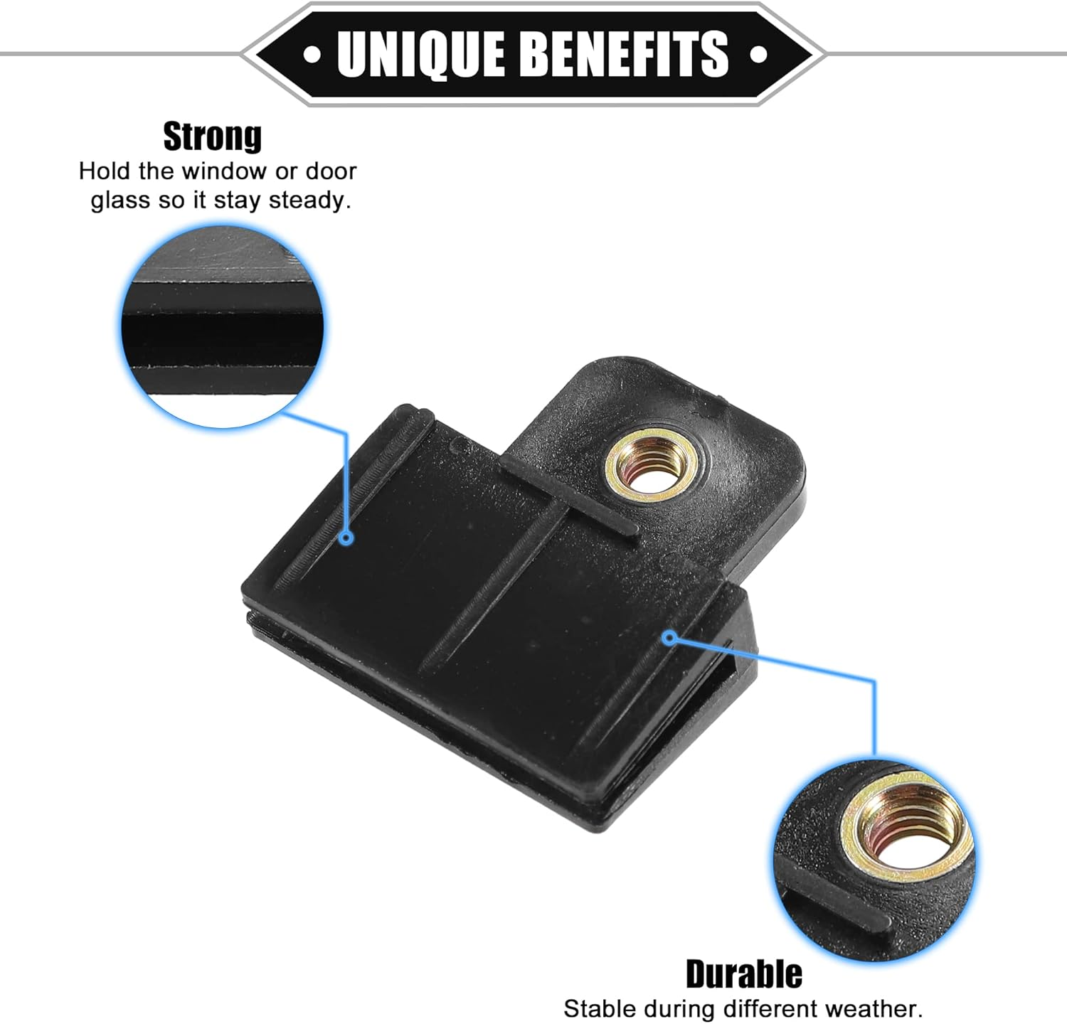 X AUTOHAUX 2 Pcs Window Door Glass Channel Retainer Clip, 1.73"X1.57"X0.51" Glass Regulator Holder Sash Clip Universal for Car Truck Van Durable Plastic Black image number 3