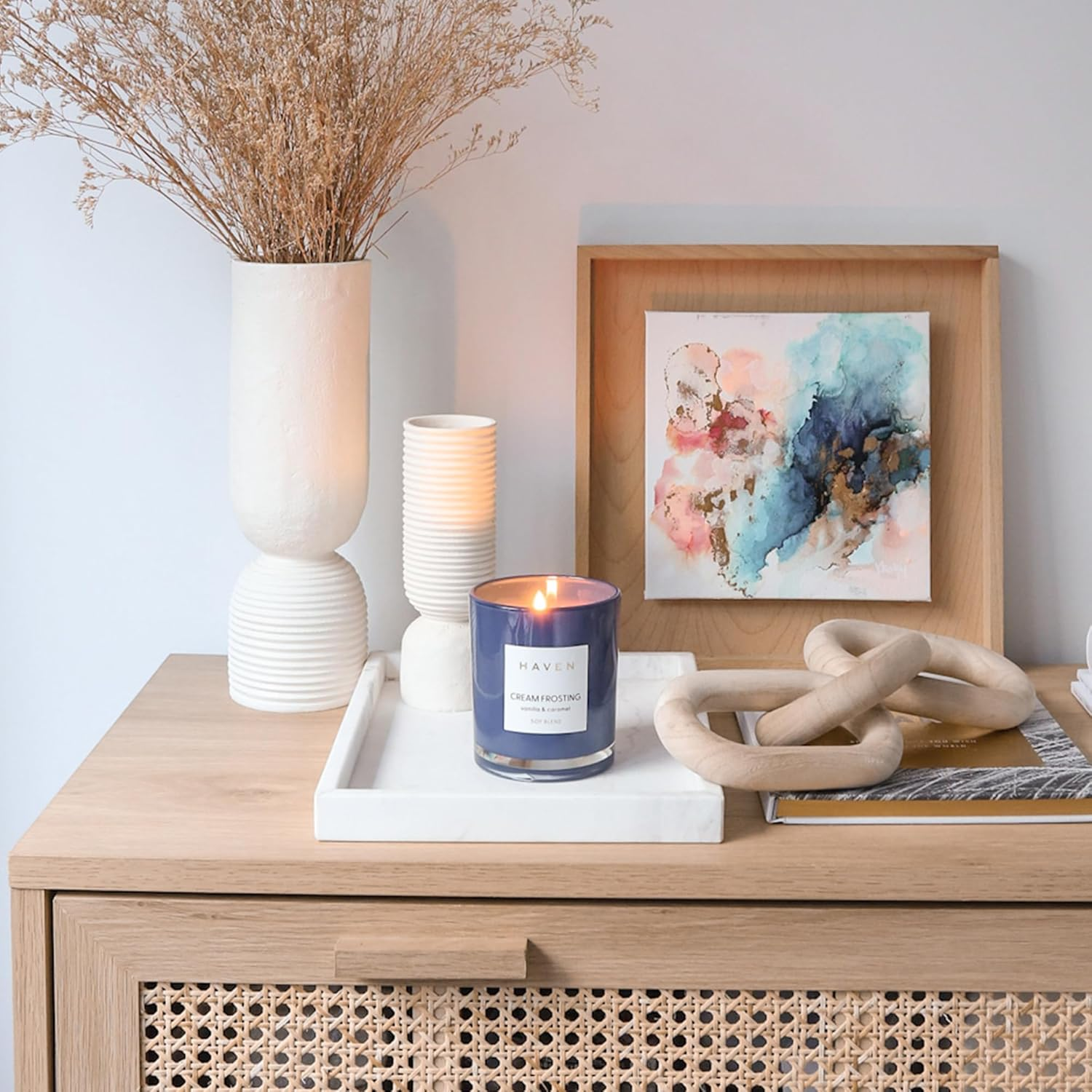 Haven Vanilla & Caramel Scented Soy Blend Wax Candle - Cream Frosting Aromatherapy Home Fragrance & Decor