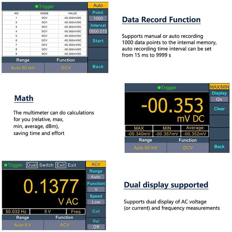 OWON XDM1241 Mini Battery Benchtop Digital Multimeter, 3.7In LCD Desktop Digital Multimeter True RMS Temperature Tester Meter image number 6