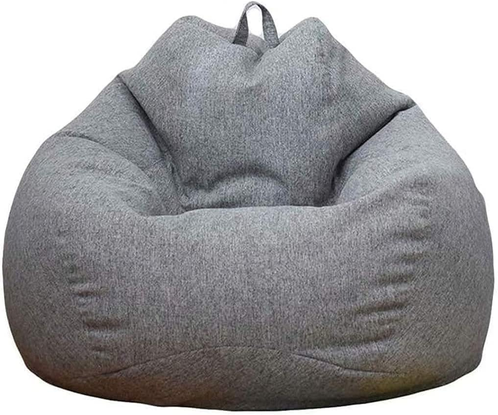 Stuffed Bean Bag Chair Cover (No Filler),Lazy Lounger Bean Bag Cover Stuffable Beanbag Cover Plush Toy Storage Bag for Adults and Kids (Gray, 100 X 120 M) - Blue image number 2