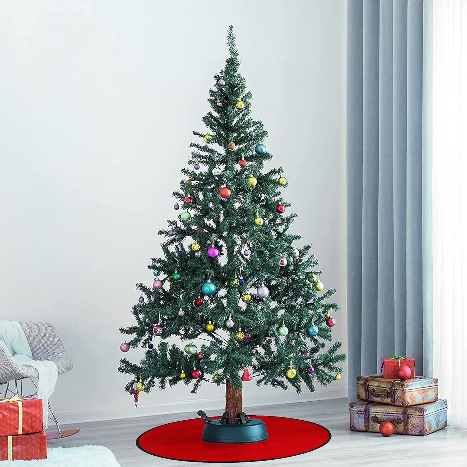 Christmas Tree Floor Mat, Waterproof Floor Protection Mat round Stand Pad, Red and Green Floor Rug Protective Christmas Tree Floor Protector for Christmas image number 4