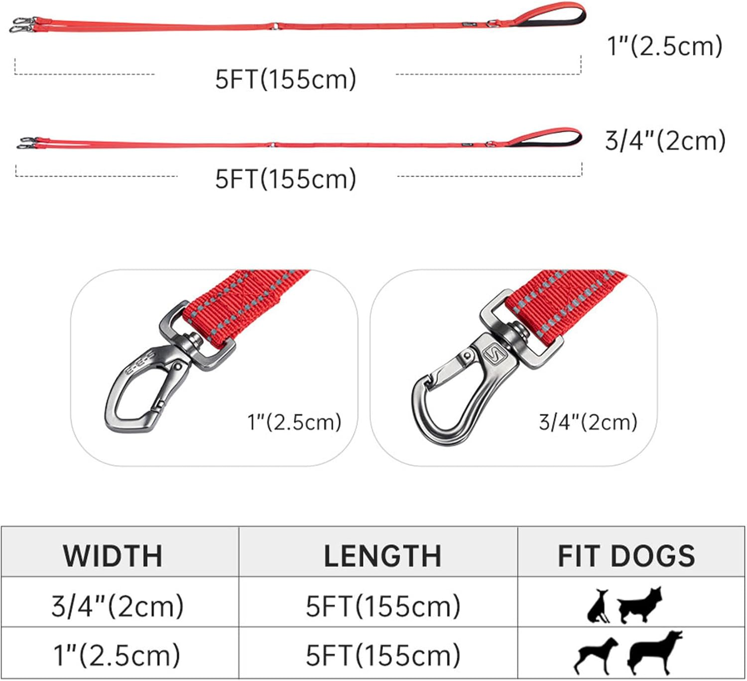 EXCELLENT ELITE SPANKER Reflective Dual Dog Leash Double Dog Leash 5FT Multiple Dog Leash with Padded Handle for Two Dogs Walking Training(Light Blue) image number 4