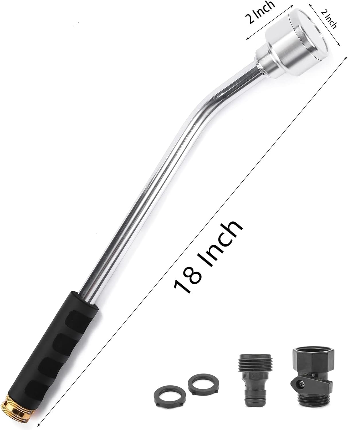 18-Inch Soft Rain Watering Wand with Shut off Valve, Lightweight and Durable Metal Gentle Watering Wand Perfect for Hanging Baskets, Planters, Garden, Shrubs and Seedbed image number 1