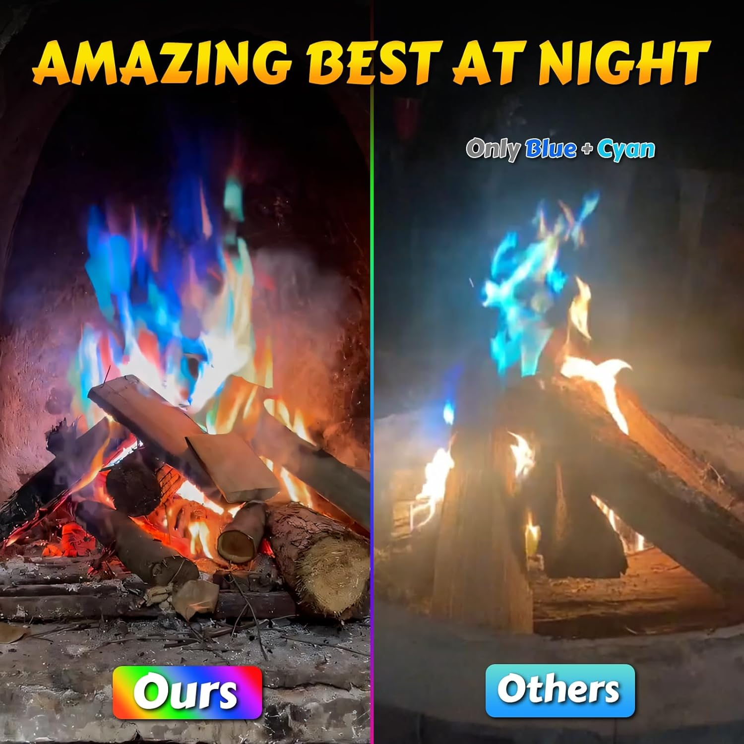 HGD (6 Pack) Magic Campfire Fire Color Changing Packets for Fire Pit, Indoor/Outdoor Fireplace, Bonfire - Rainbow Magical Flame, Camping Accessory, Compatible with Wood image number 2