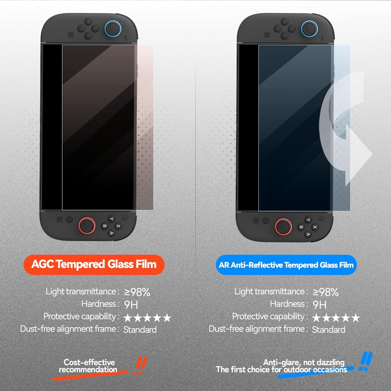 Geekshare Anti-Glare Tempered Glass Screen Protector for Switch 2(2025) AR Coating HD Clear Anti-Reflective, 9H Hardness, Bubble-Free, Ultra-Thin, Scratch Resistant - 1 Pack