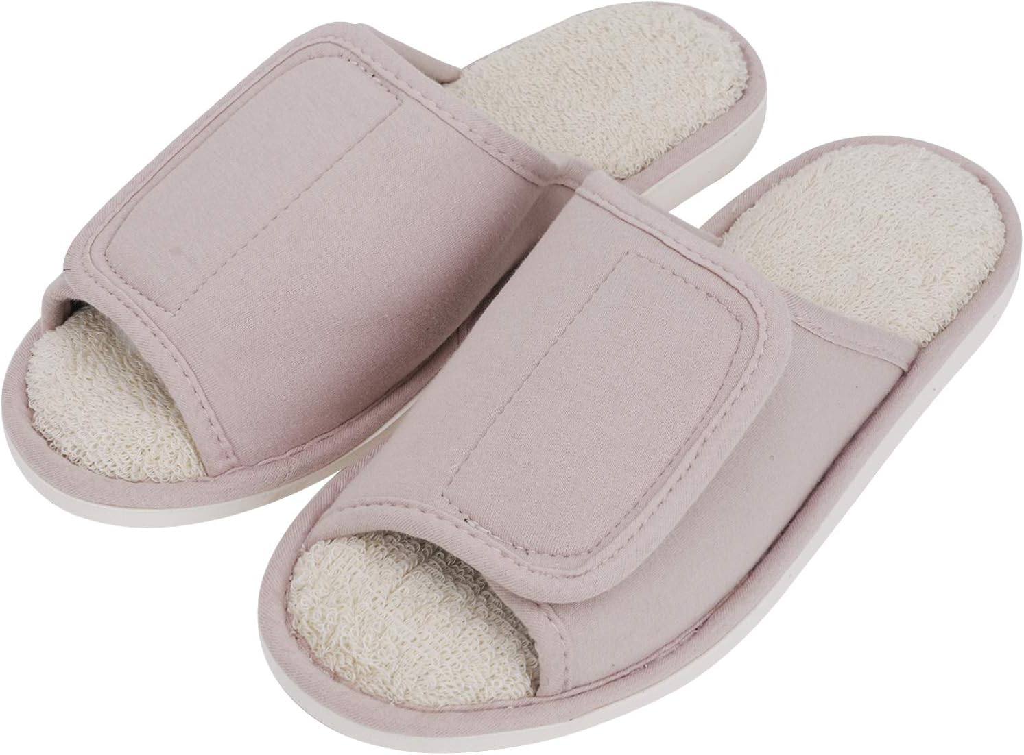 Indoor Non-Slip Adjustable Tearable Slide Slippers Open-Toe Terry Spa Slippers