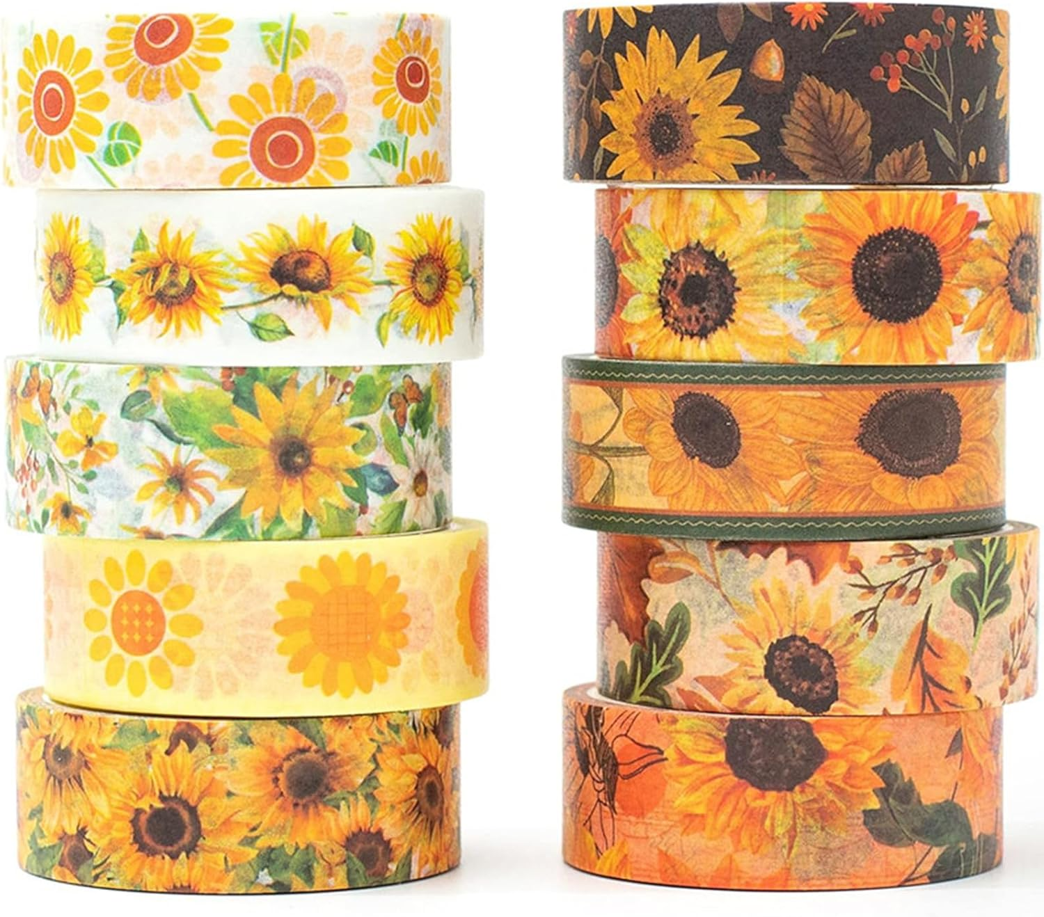 YUBX Sunflower Washi Tape Set Decorative Tape Sun Flowers Craft Supplies for DIY, Bullet Journal, Craft, Gift Wrapping, Scrapbooking image number 3