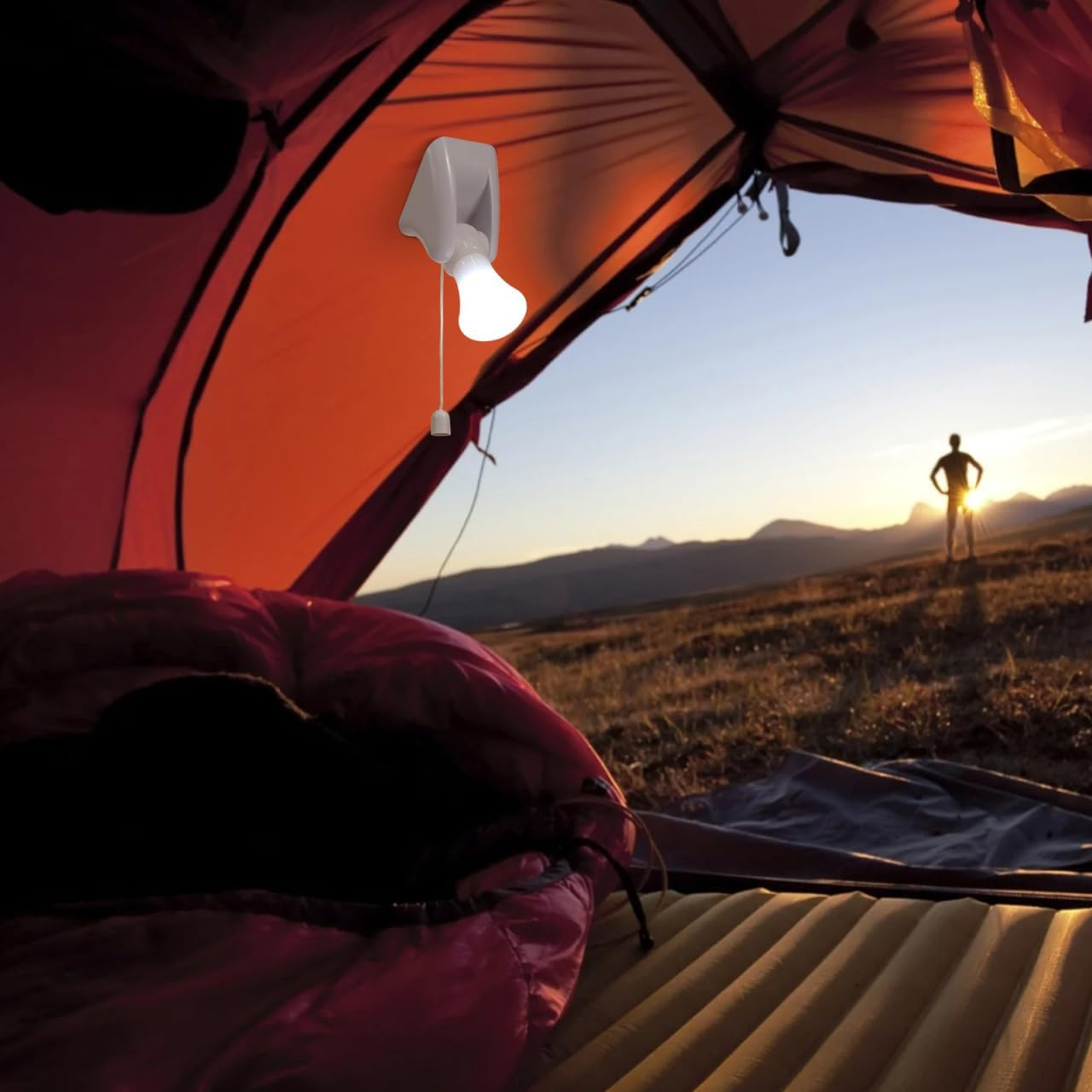 Minkissy Battery Operated Wall Lights Portable Pull Cord Wall Mount Wire Led Bulb for Outdoor Indoor image number 3