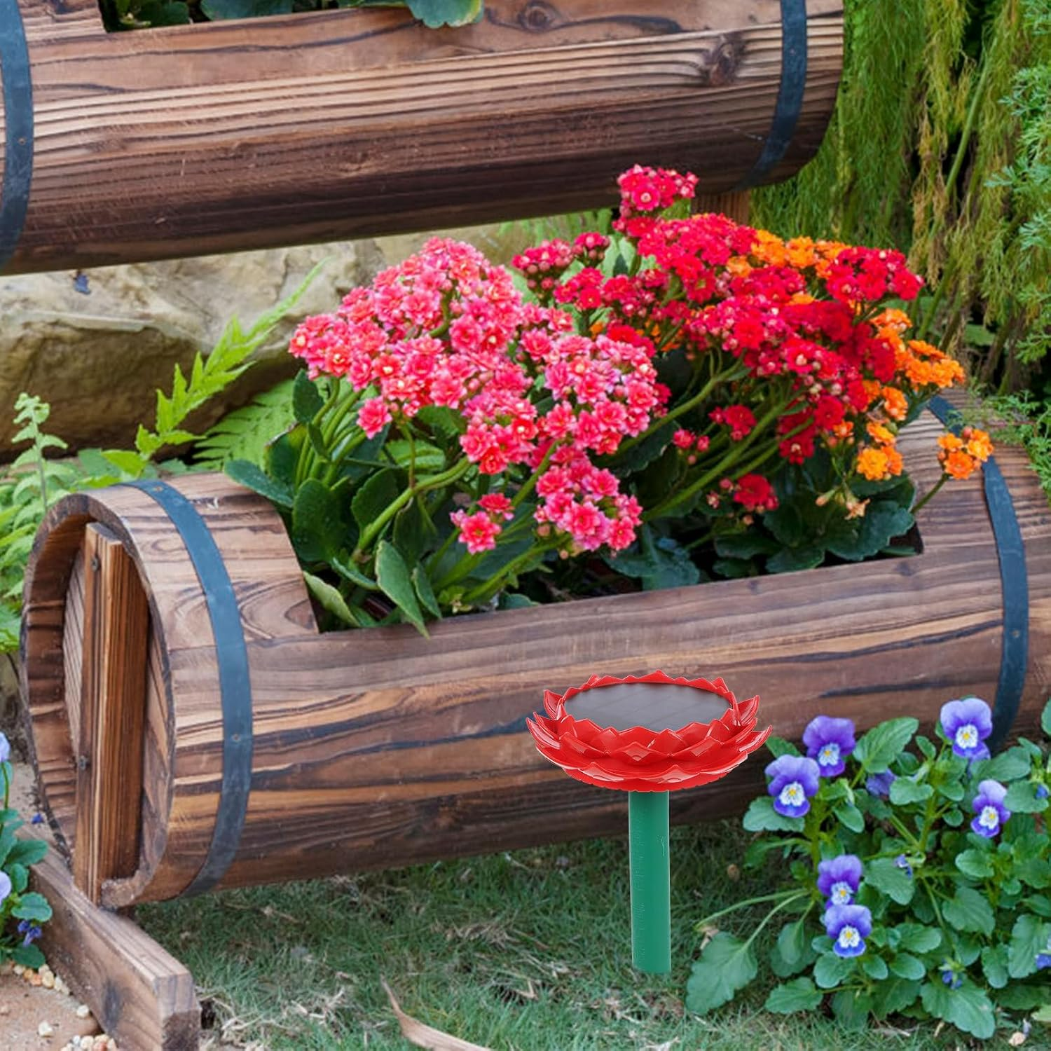 OATIPHO Solar Powered Lotus Outdoor Speaker Waterproof Wireless Music Player for Yard Garden Buddha Songs DC5V