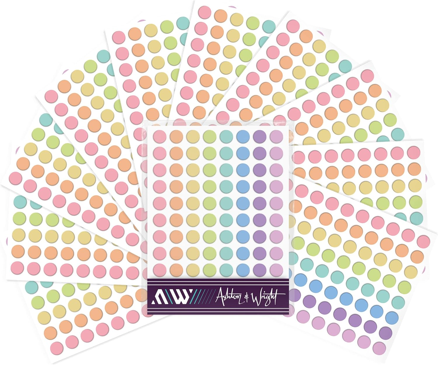 Ashton and Wright - 880 Easy Peel Colour Coding Labels - 8Mm Dot Stickers - Pastel