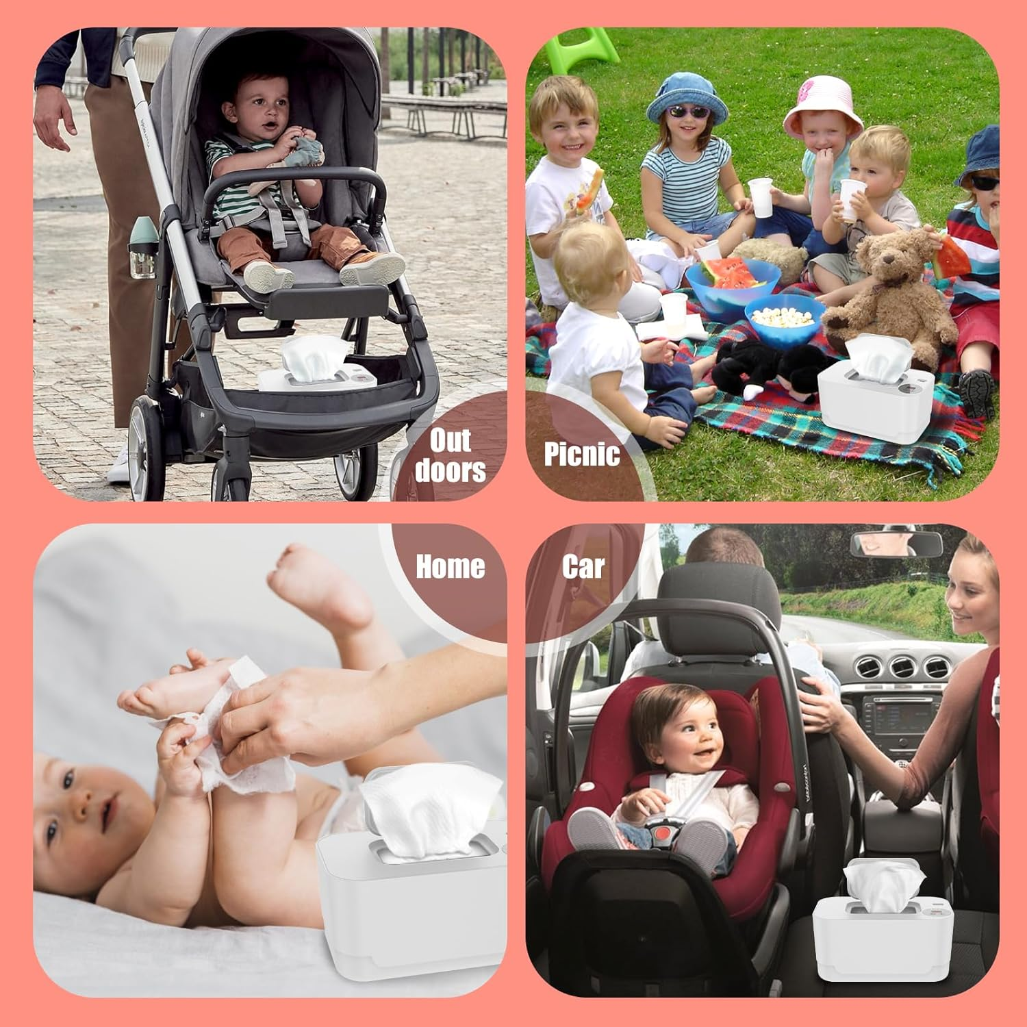 Baby Wipe Warmer with LED Light 40-55&deg;C Adjustable Baby Wipe Warmer Dispenser Portable Wipe Heater Warmer USB Powered Wet Wipes Warmer Diaper Wipe Warmer Keeps Wipes Warm and Moist for Baby Nursery Po image number 3