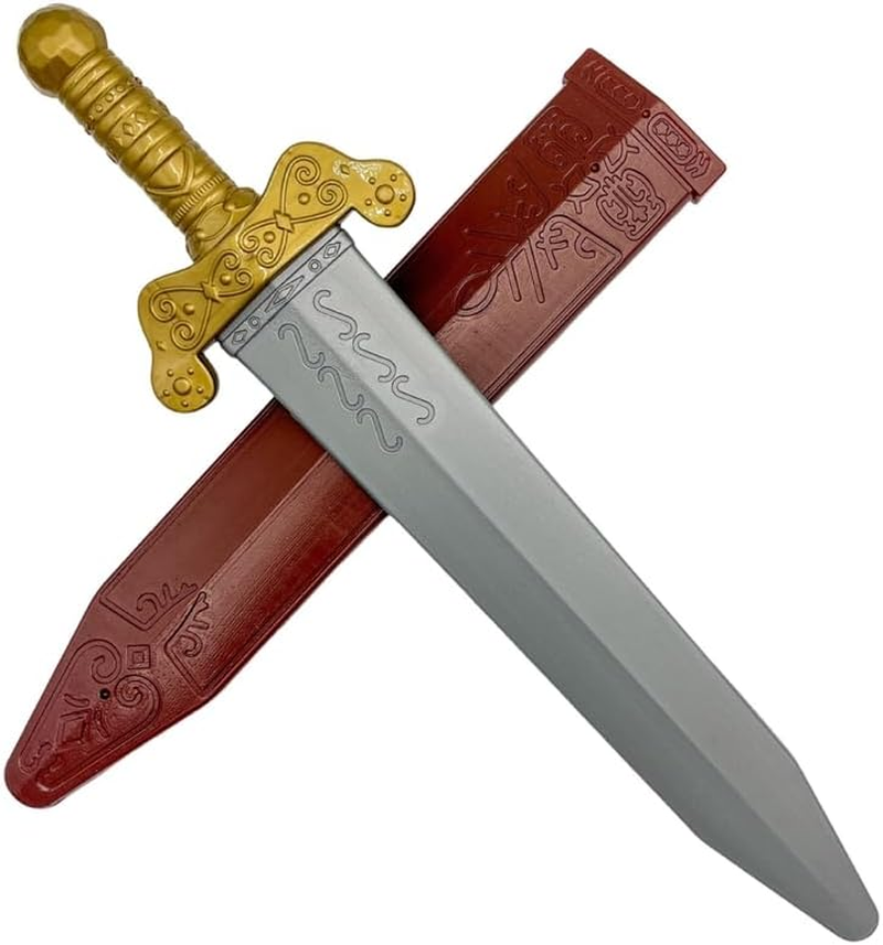 Plastic Toy Roman Sword with Sheath for Pretend Play Knight Sword for Boys Pretend Play,Knight Costume,Role-Play Accessory,Halloween