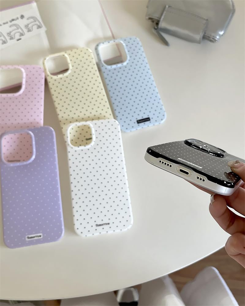 Inewateri Compatible for Iphone 15 Case with Cute Fashion Polka Dot Aesthetics Design Simple Cases for Soft TPU Slim Protection Cover-White image number 7