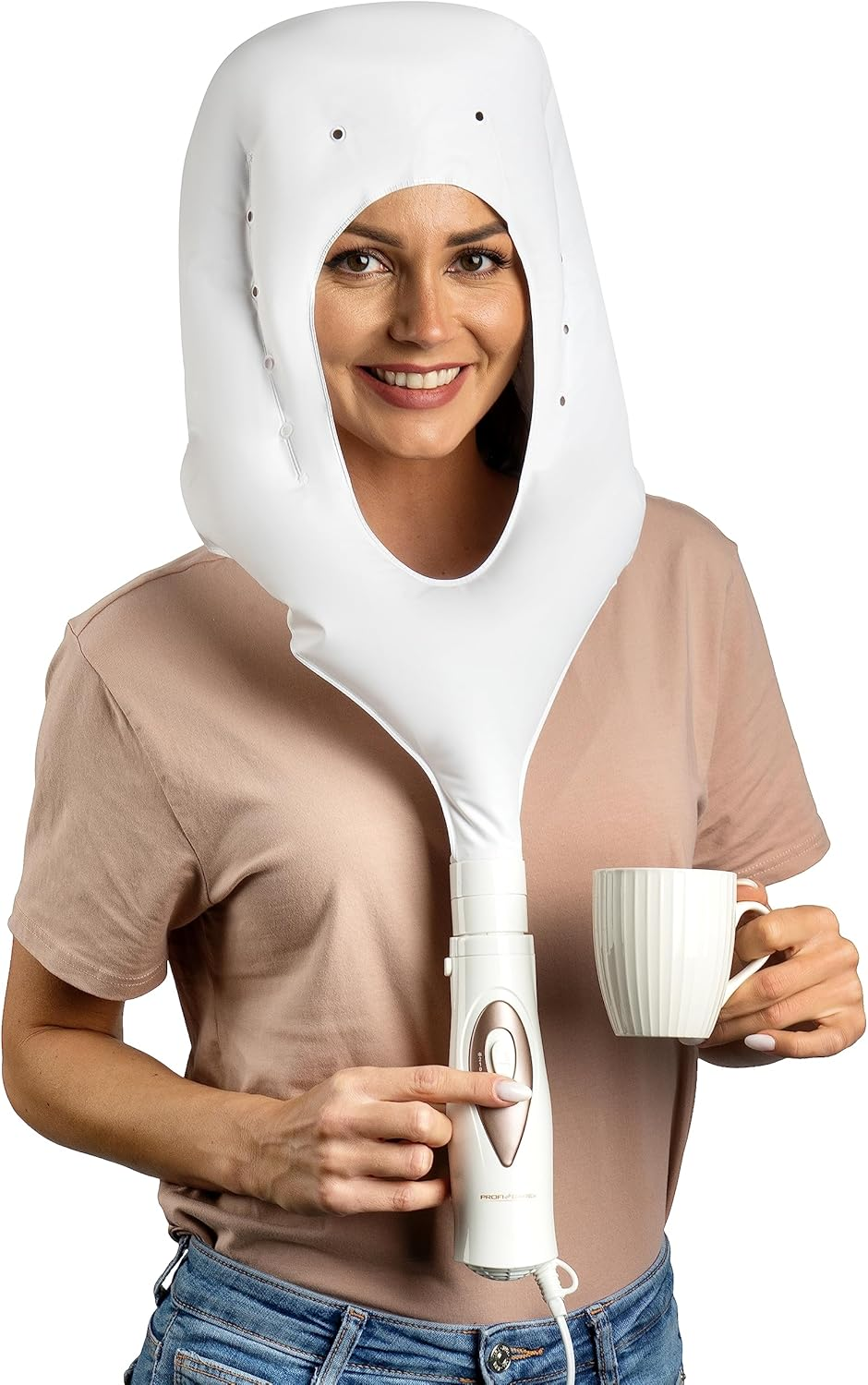 Proficare PC-HTH 3003 3In1 Ion Drying Hood, Hair Dryer and Curling Brush in One, Incl. Practical Storage Bag, White image number 2