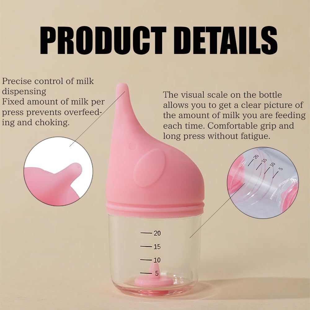 Puppy Bottles for Nursing,With 2Pcs Replaceable and Reusable Silicone Nipples,Kitten Bottles for Nursing,Pet Feeding Bottle,For Newborn Pets(Pink - 20Ml) image number 6
