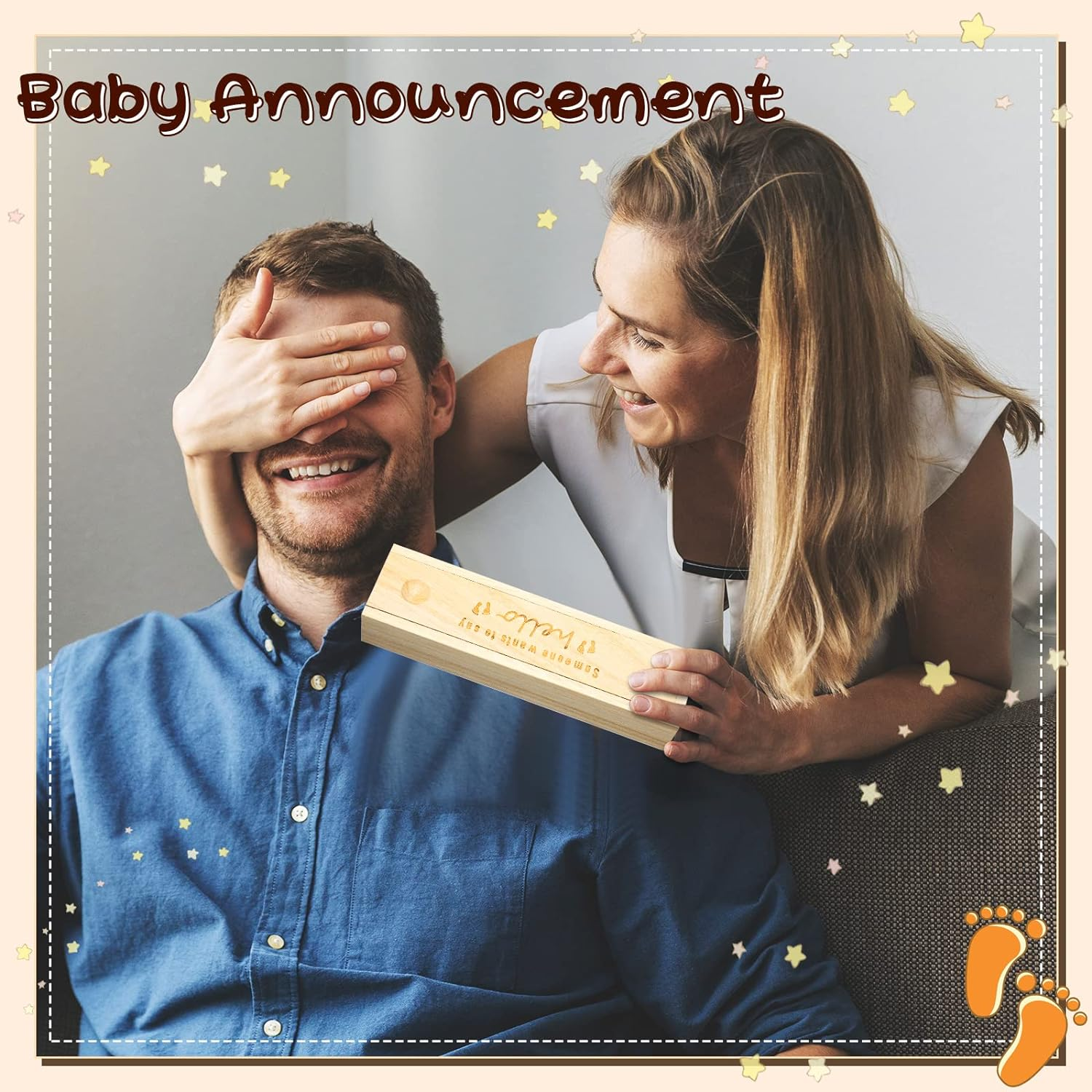 Qunclay Pregnancy Test Keepsake Box Surprise Pregnancy Announcement Box Wooden Baby for Husband Grandparents Baby Memory Souvenir Collection Case with Raffia Ribbon(Classic) image number 4