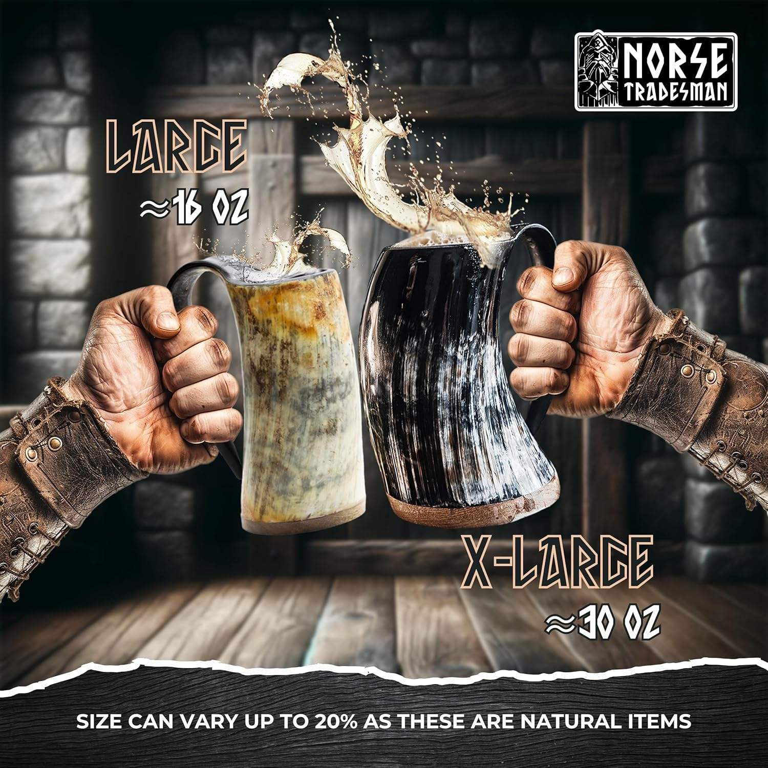 Norse Tradesman Genuine Viking Drinking Horn Mug&hellip; (500 MLS, Original, Low Polish)