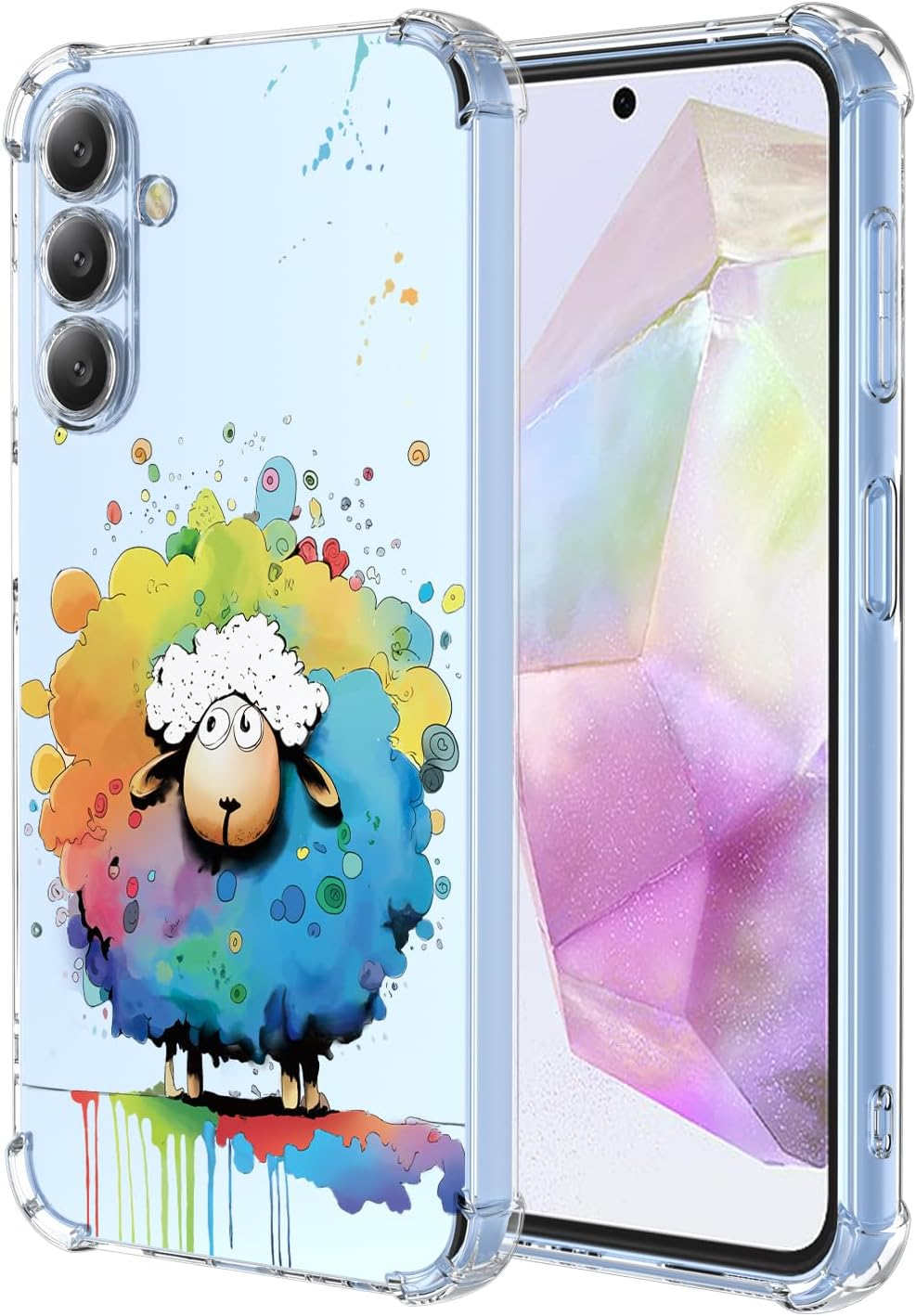 XINYEXIN Transparent Case for Samsung Galaxy A36 5G, Colourful Cool Art Graffiti Series Cute Pattern, Ultra Thin Shockproof TPU Clear Mobile Phone Protective Case - Sheep image number 4