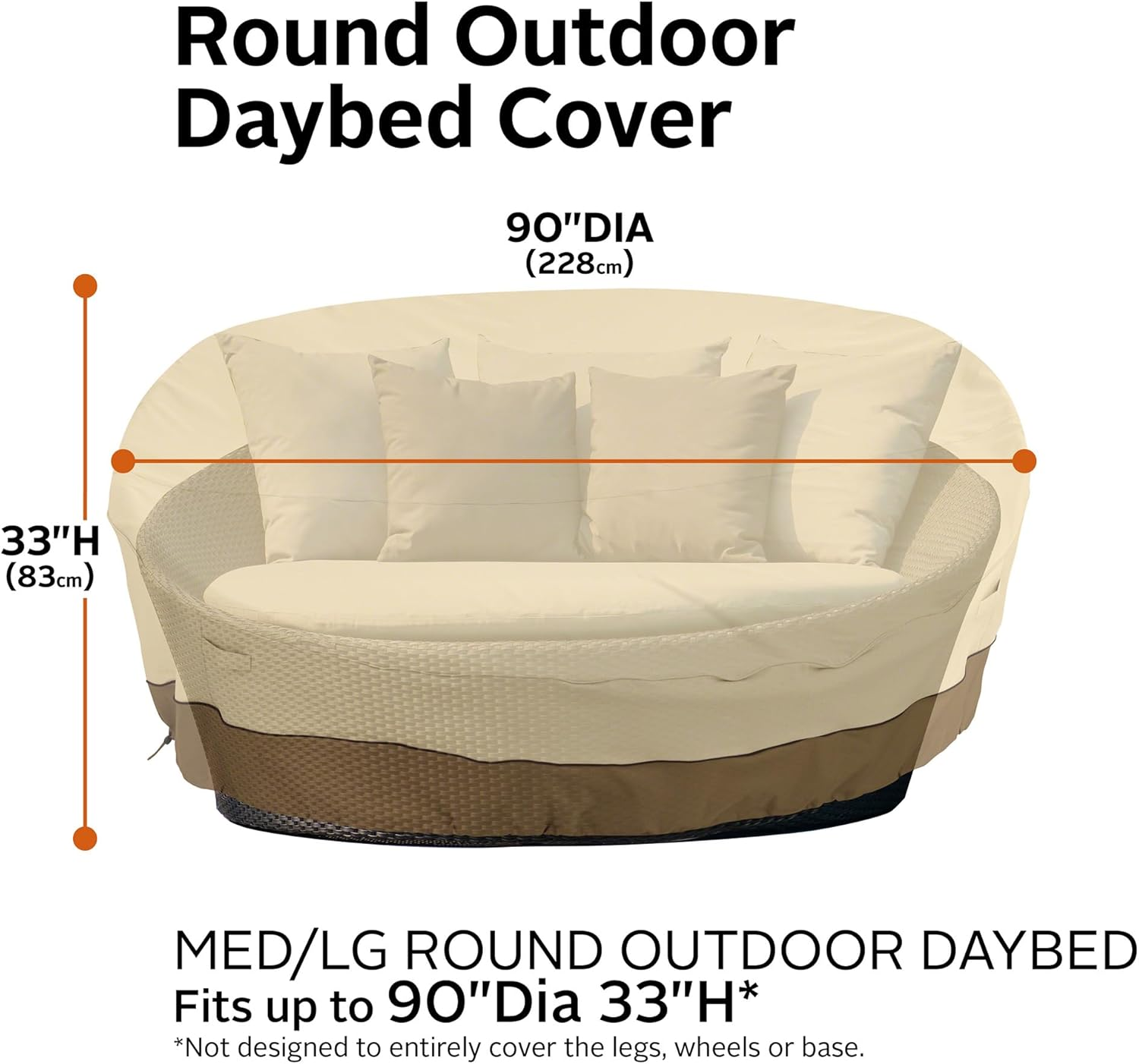 Classic Accessories Veranda Weatherproof 90 Inch round Patio Daybed Cover image number 5
