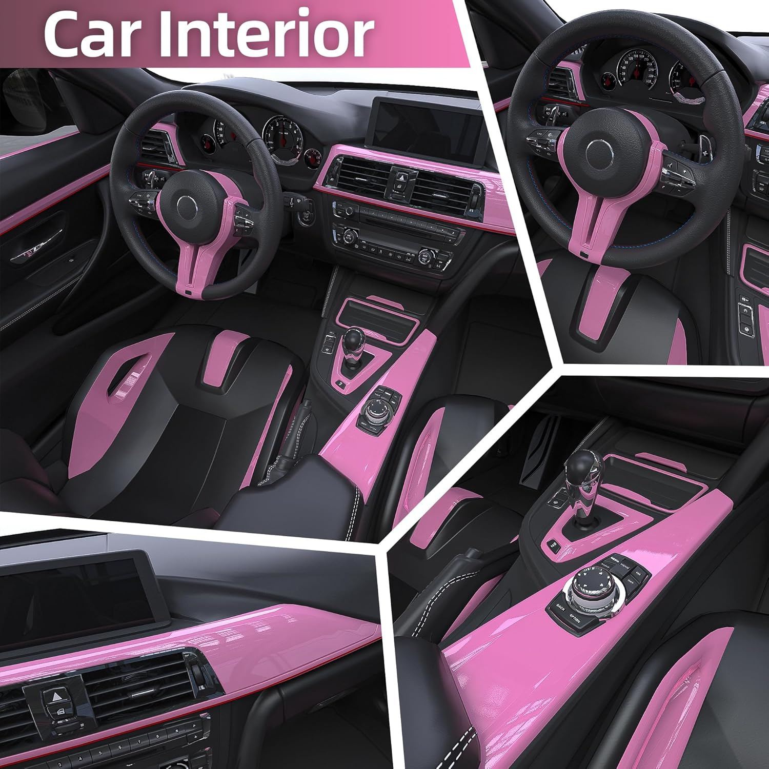 Lypumso Pink Car Vinyl Wrap Roll Featuring Bubble Free Air-Release Technology Self Adhesive Car Wrap Film Automotive Vinyl Tape for Vehicle Furniture DIY Interior Exterior (Gloss Pink, 1Ft X 5Ft) image number 2