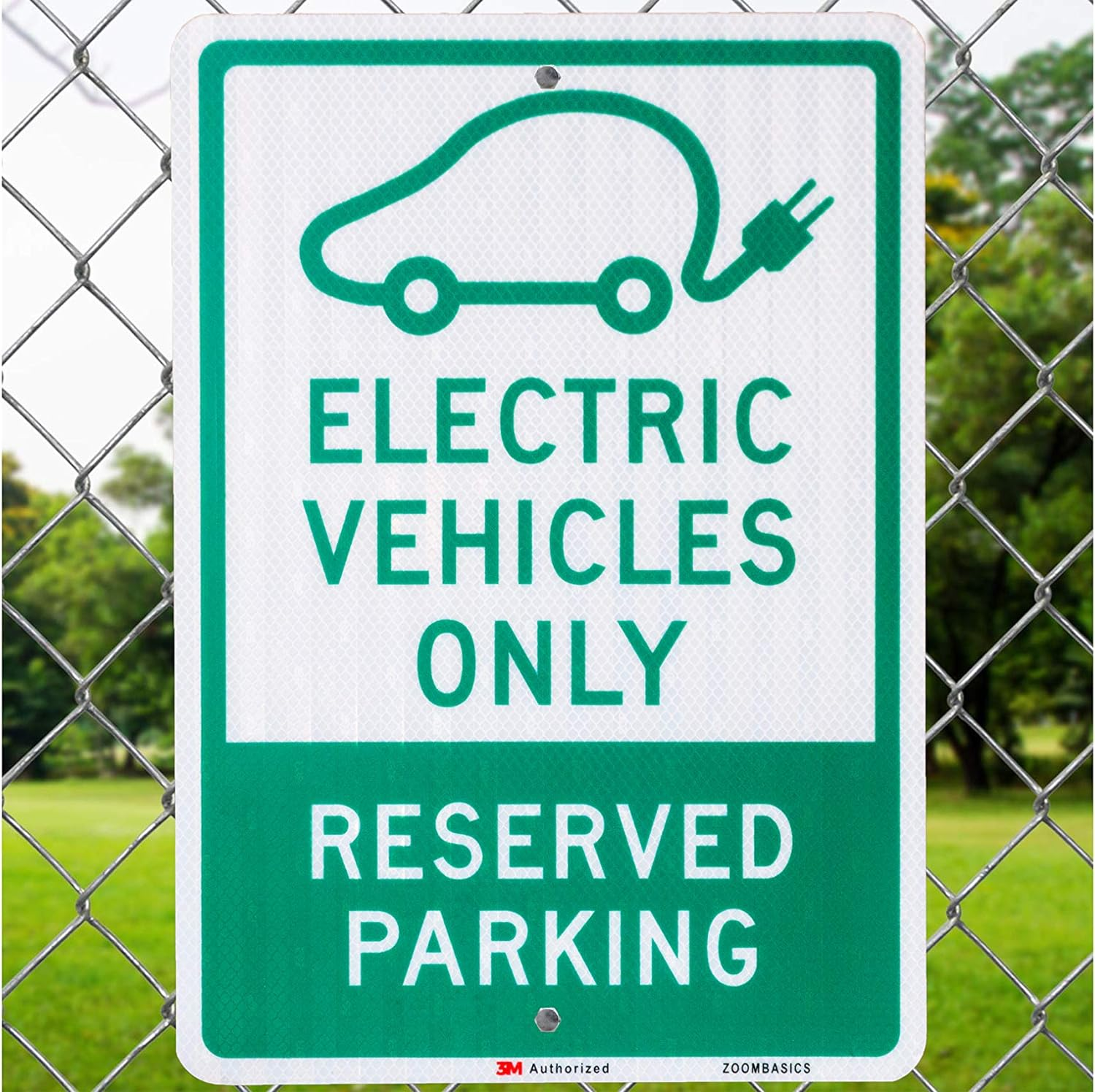 3 PACK - EV Parking Sign Electric Vehicle Reserved 12" X 18" 3M Authorized Engineer Grade EG EGP Quality Reflective Durable Laminated Aluminum