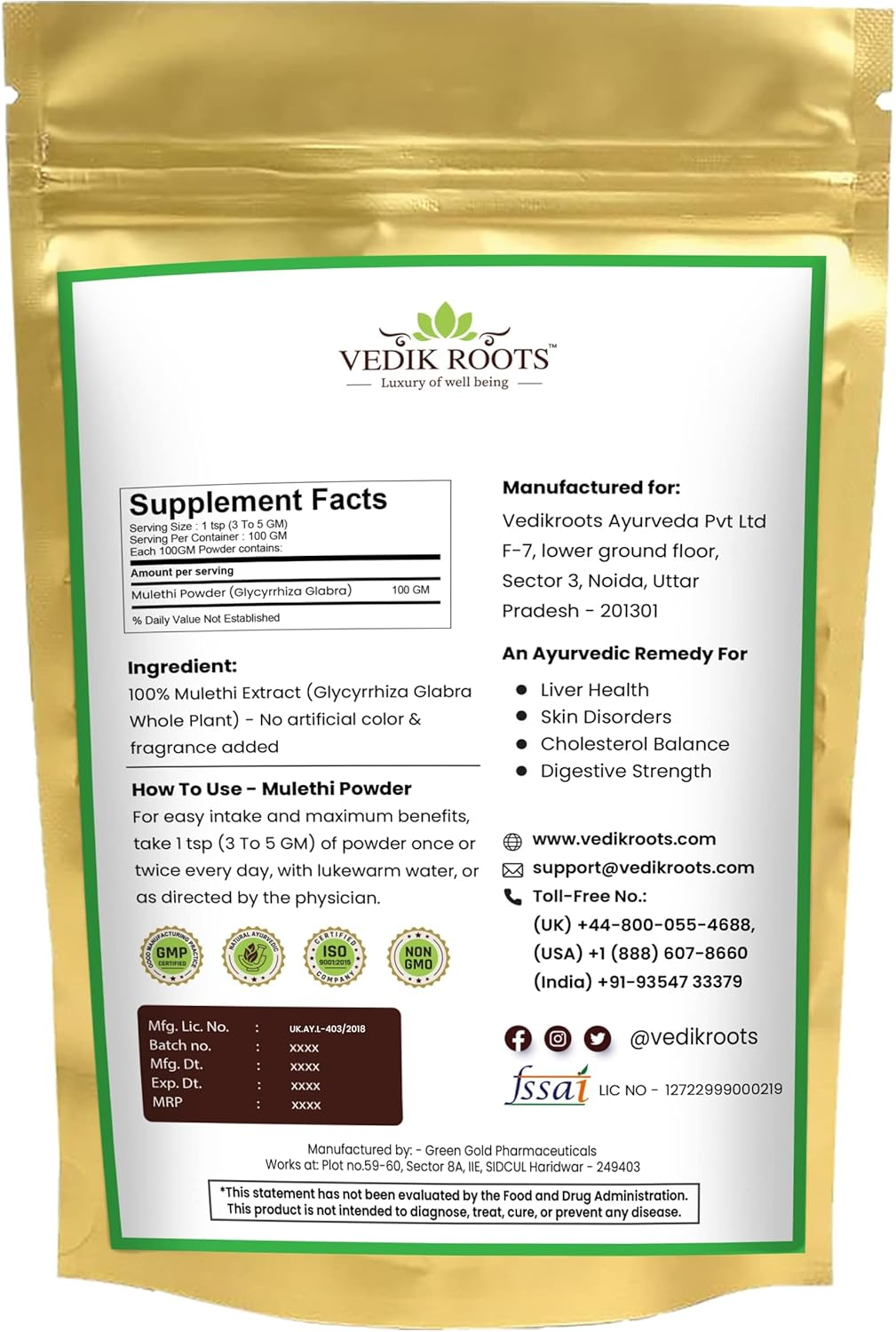 100% Pure Mulethi Powder - Ayurvedic Herb for Cold, Cough & Throat Relief 100Gm (Pack of 1) image number 4