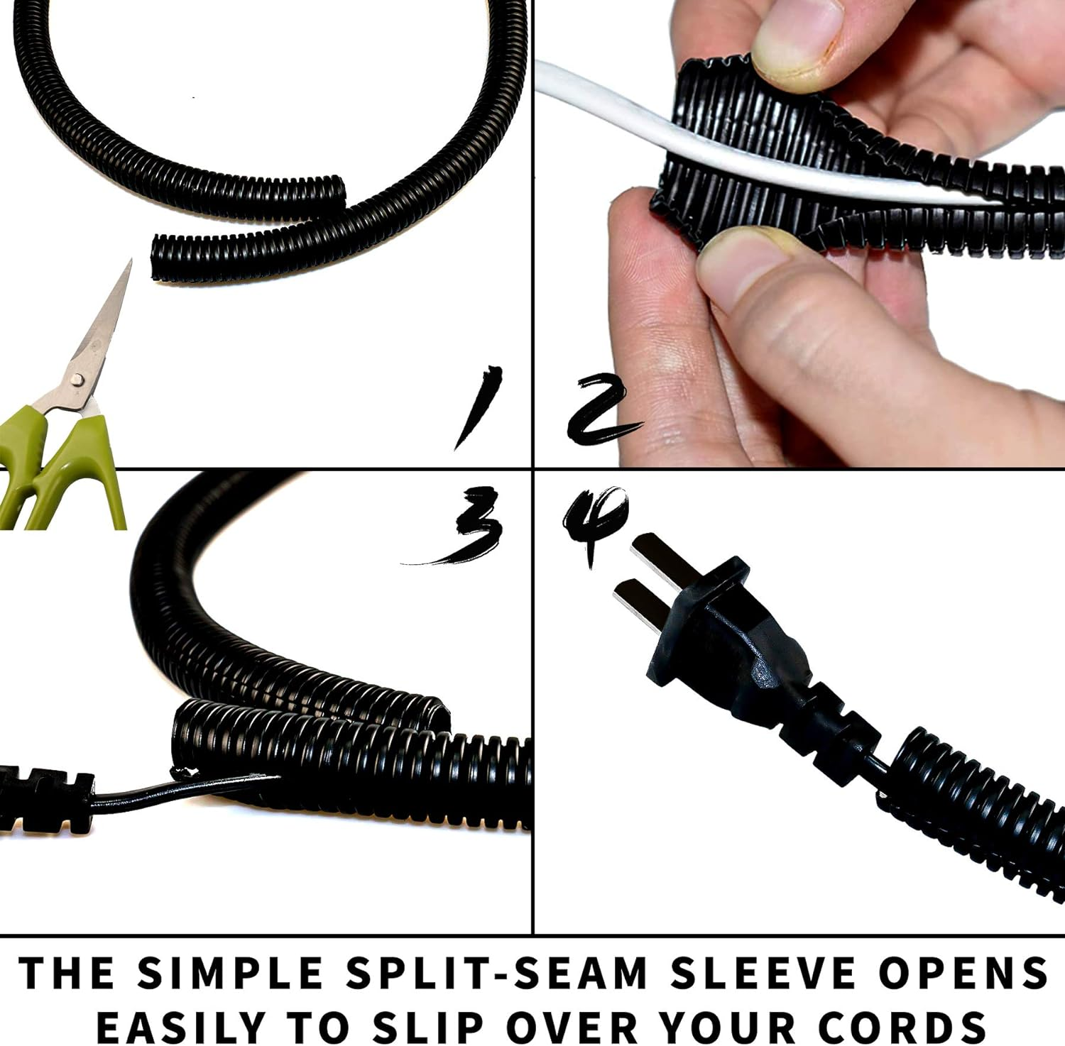 30 Ft Dog Cat Cord Protector Electric Wires Covers Wire Loom Tubing Protect Wires from Rabbits, Cats and Other Pets- Outer Diameter 1/2 Inch image number 1