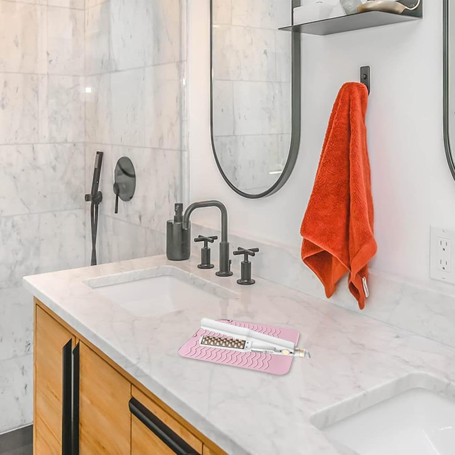 Silicone Curling Iron Holder - Heat-Proof Pad and Cover for Flat Irons | Portable Heat Resistant Mat for Styling Tools image number 1