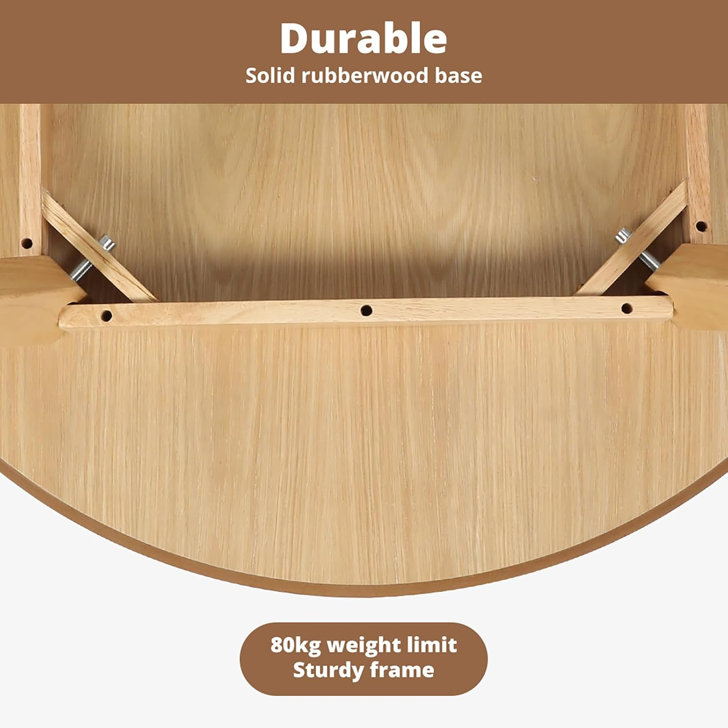 Levede round Dining Table, Oak Veneer or Melamine Top, Rubberwood Base, Anti-Slip, for Kitchen/Cafe/Restaurant, Partially Assembled(100Cm X 100Cm X 75Cm, Natural) image number 7