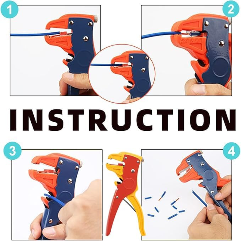 WEZCHUGHAOL Quick Strip Wire Stripper and Cutter, 2 in 1 Automatic Wire Stripping Tool Adjustable Eagle Nose Wire Stripper for Electronic, Automotive Repair (Blue) - Blue image number 3